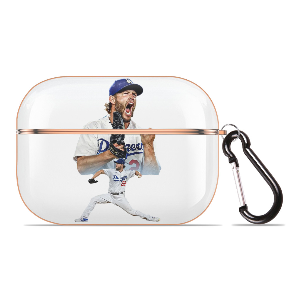 Clayton Kershaw 2 AirPods Pro Protective Case Rose Gold, Flexible PC Material, Precise Fit, Anti-Slip Cover, Full Protection, Fingerprint Resistant, Washable With Keychain