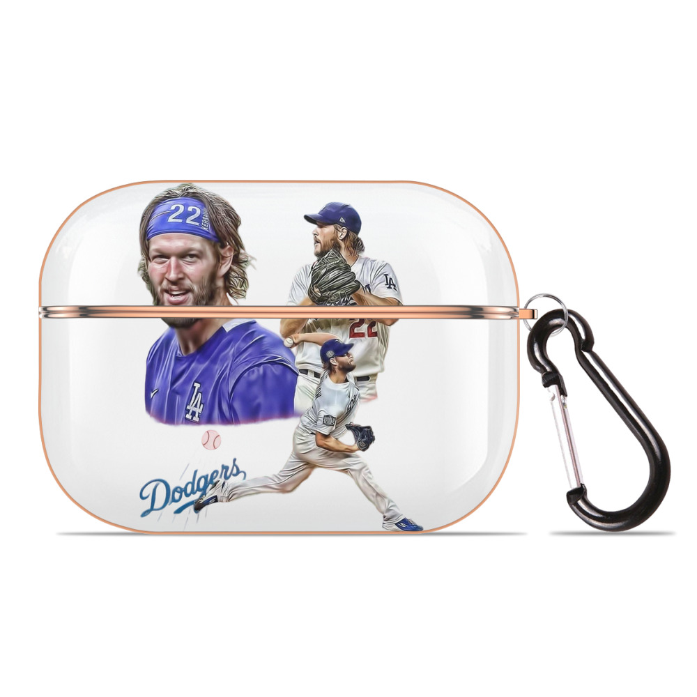 Clayton Kershaw 6 AirPods Pro Protective Case Rose Gold, Flexible PC Material, Precise Fit, Anti-Slip Cover, Full Protection, Fingerprint Resistant, Washable With Keychain