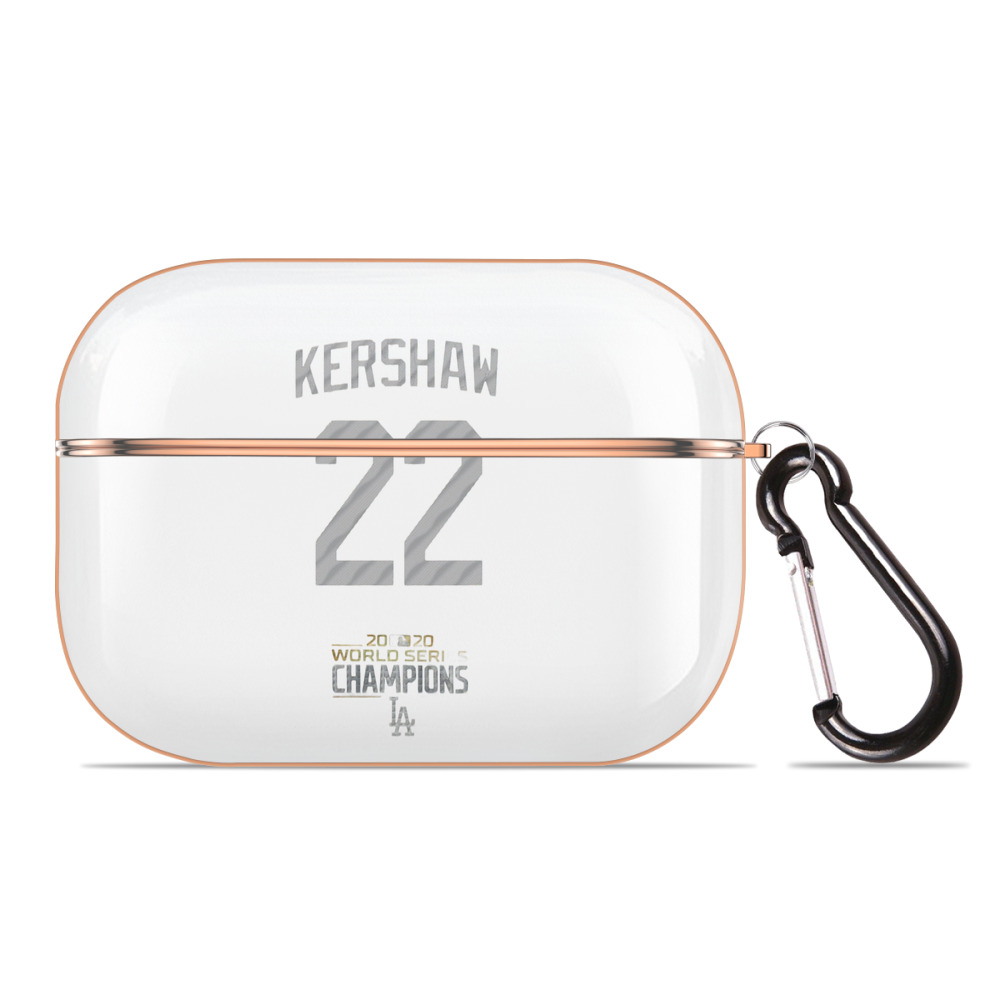 Clayton Kershaw 8 AirPods Pro Protective Case Rose Gold, Flexible PC Material, Precise Fit, Anti-Slip Cover, Full Protection, Fingerprint Resistant, Washable With Keychain