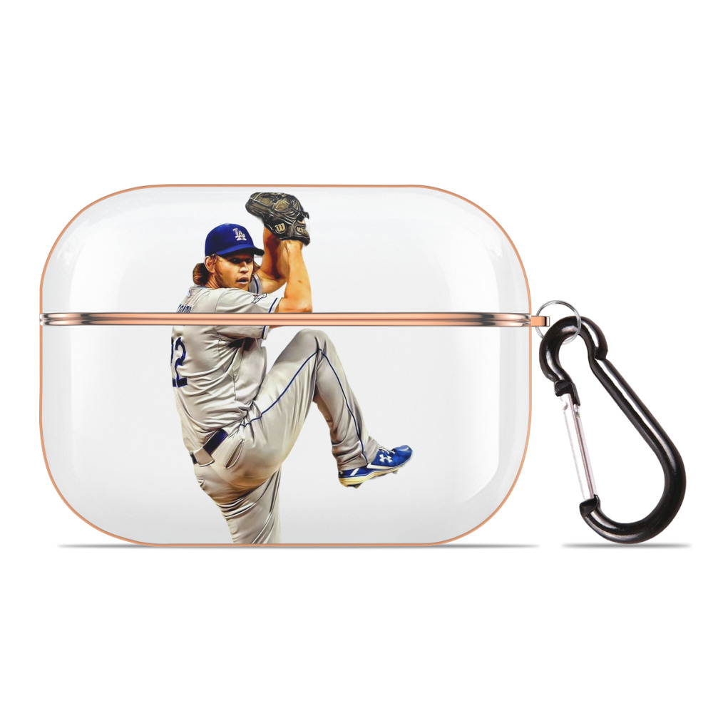 Clayton Kershaw 11 AirPods Pro Protective Case Rose Gold, Flexible PC Material, Precise Fit, Anti-Slip Cover, Full Protection, Fingerprint Resistant, Washable With Keychain