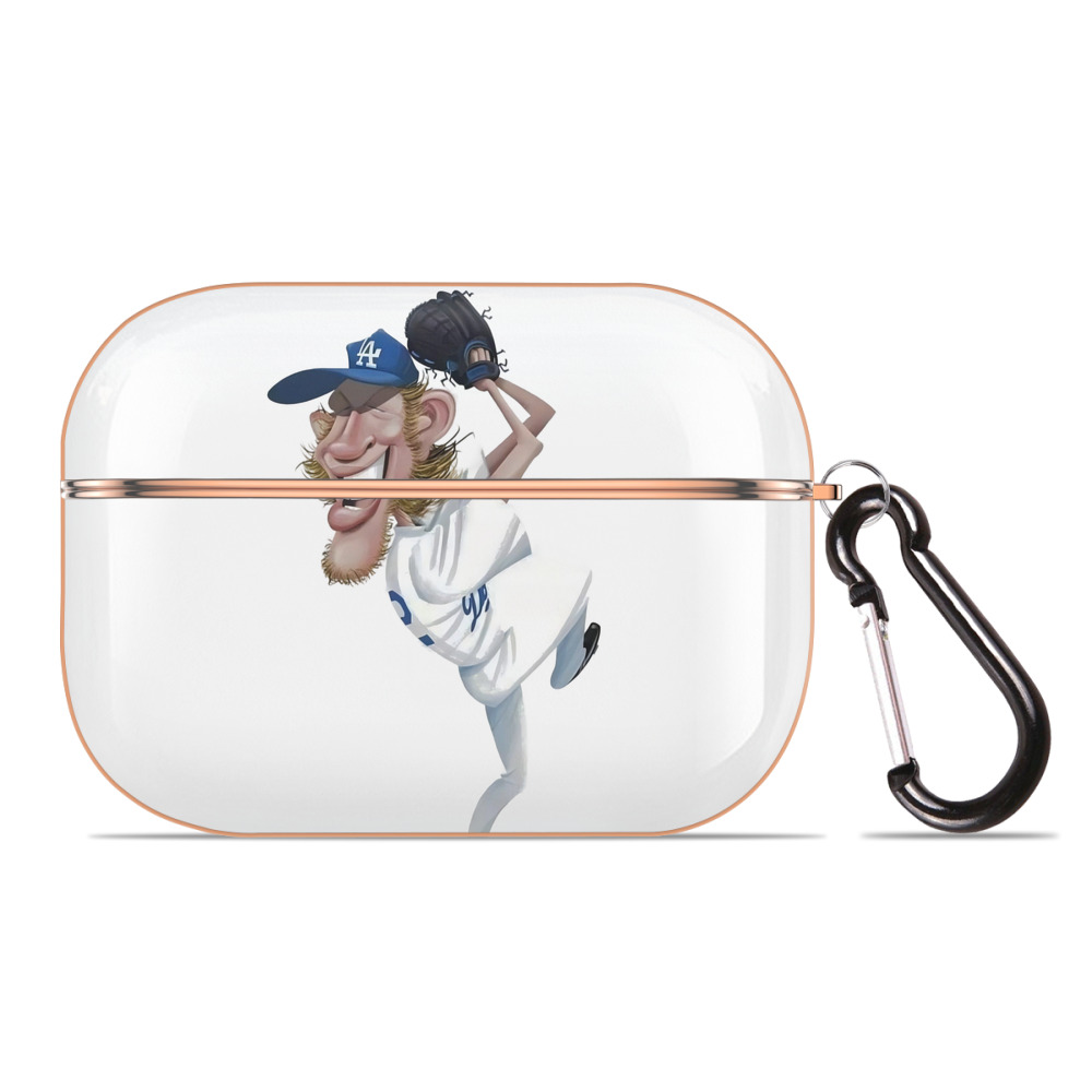 Clayton Kershaw  12 AirPods Pro Protective Case Rose Gold, Flexible PC Material, Precise Fit, Anti-Slip Cover, Full Protection, Fingerprint Resistant, Washable With Keychain