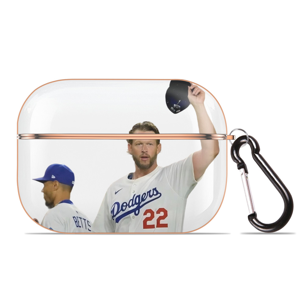 Clayton Kershaw 13 AirPods Pro Protective Case Rose Gold, Flexible PC Material, Precise Fit, Anti-Slip Cover, Full Protection, Fingerprint Resistant, Washable With Keychain