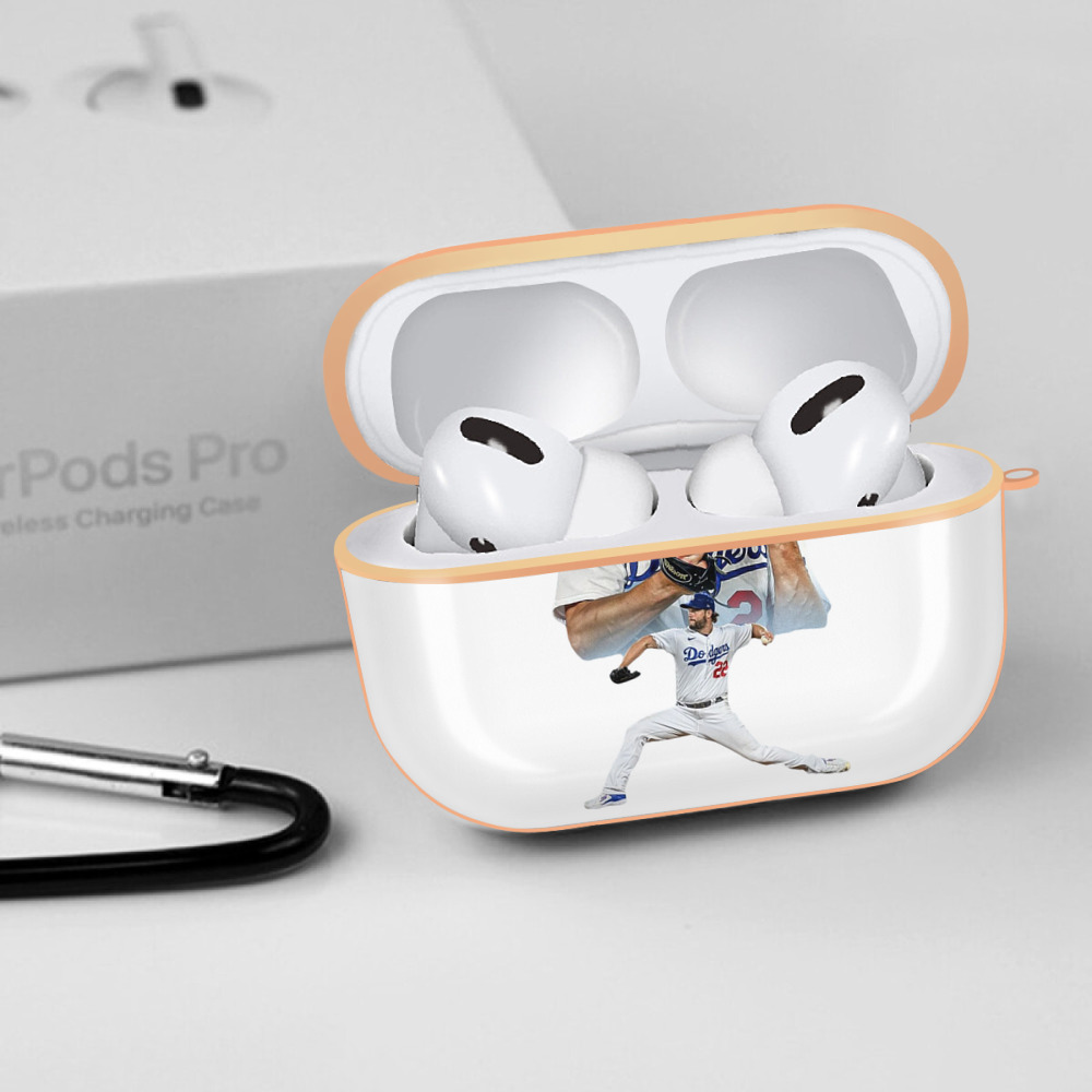 Clayton Kershaw 2 AirPods Pro Protective Case Rose Gold, Flexible PC Material, Precise Fit, Anti-Slip Cover, Full Protection, Fingerprint Resistant, Washable With Keychain
