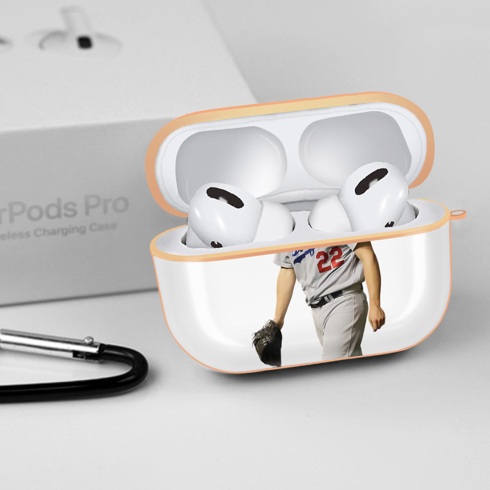 Clayton Kershaw 5 AirPods Pro Protective Case Rose Gold, Flexible PC Material, Precise Fit, Anti-Slip Cover, Full Protection, Fingerprint Resistant, Washable With Keychain
