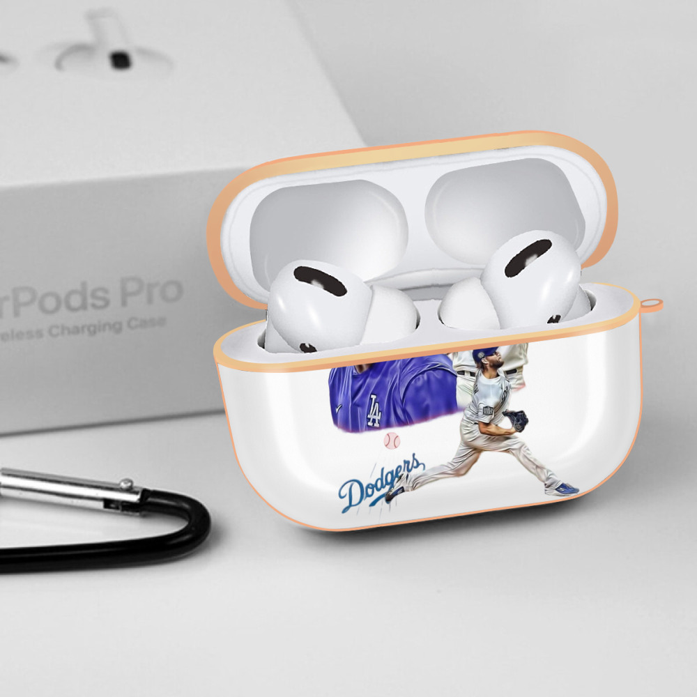 Clayton Kershaw 6 AirPods Pro Protective Case Rose Gold, Flexible PC Material, Precise Fit, Anti-Slip Cover, Full Protection, Fingerprint Resistant, Washable With Keychain