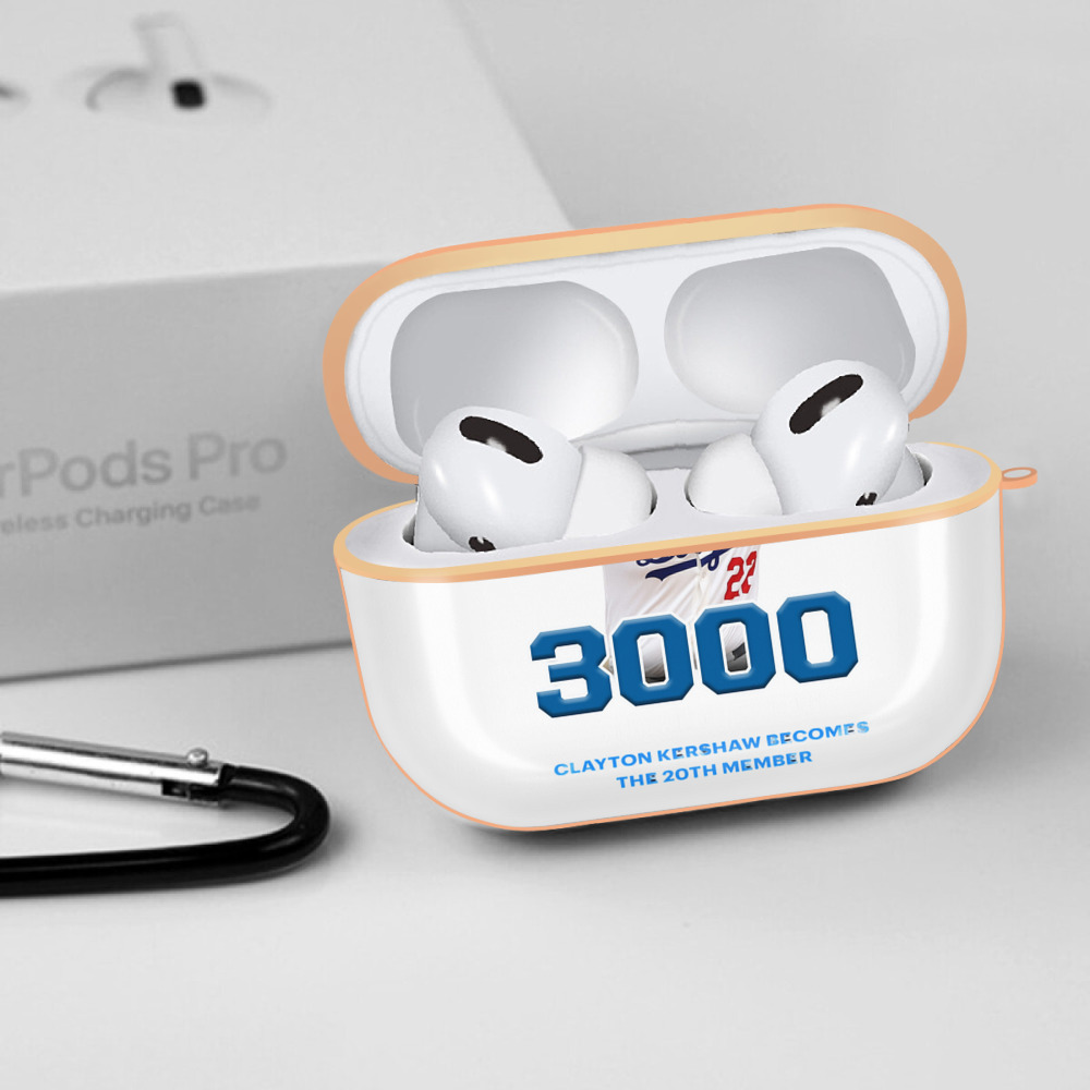 Clayton Kershaw 7 AirPods Pro Protective Case Rose Gold, Flexible PC Material, Precise Fit, Anti-Slip Cover, Full Protection, Fingerprint Resistant, Washable With Keychain