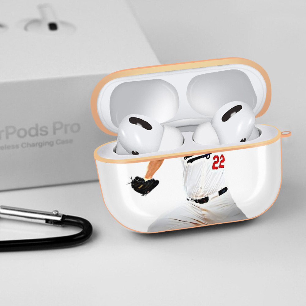 Clayton Kershaw  9 AirPods Pro Protective Case Rose Gold, Flexible PC Material, Precise Fit, Anti-Slip Cover, Full Protection, Fingerprint Resistant, Washable With Keychain