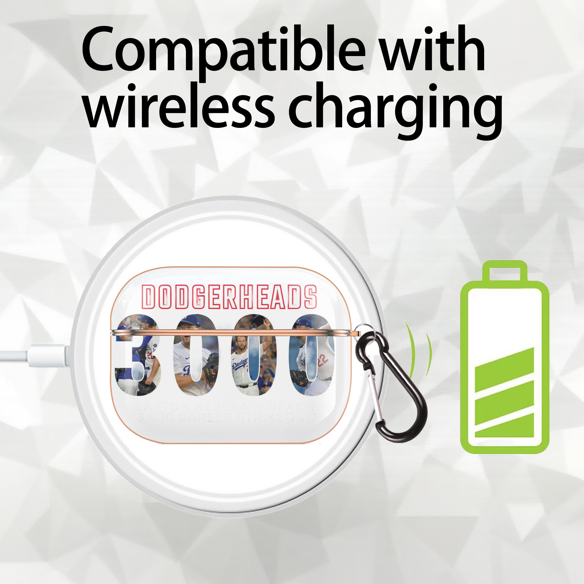 Clayton Kershaw 10 AirPods Pro Protective Case Rose Gold, Flexible PC Material, Precise Fit, Anti-Slip Cover, Full Protection, Fingerprint Resistant, Washable With Keychain