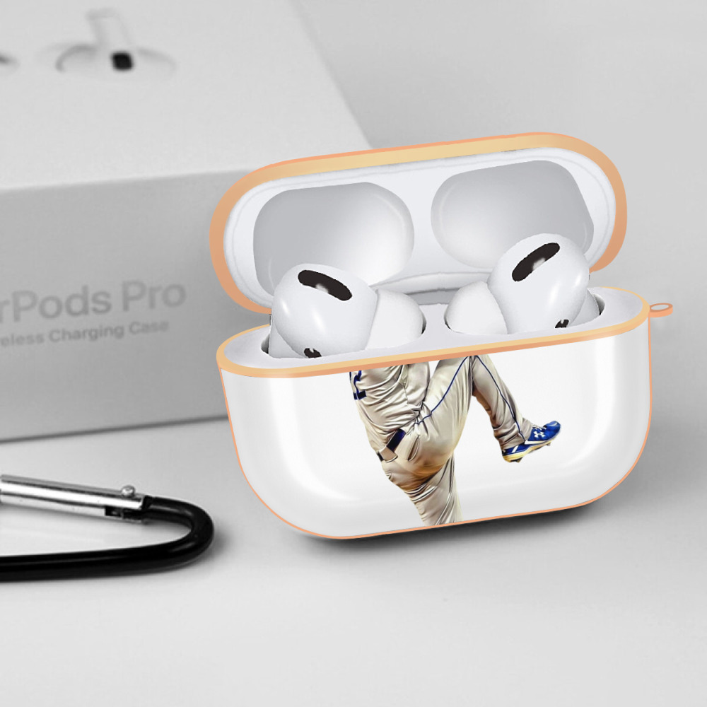 Clayton Kershaw 11 AirPods Pro Protective Case Rose Gold, Flexible PC Material, Precise Fit, Anti-Slip Cover, Full Protection, Fingerprint Resistant, Washable With Keychain