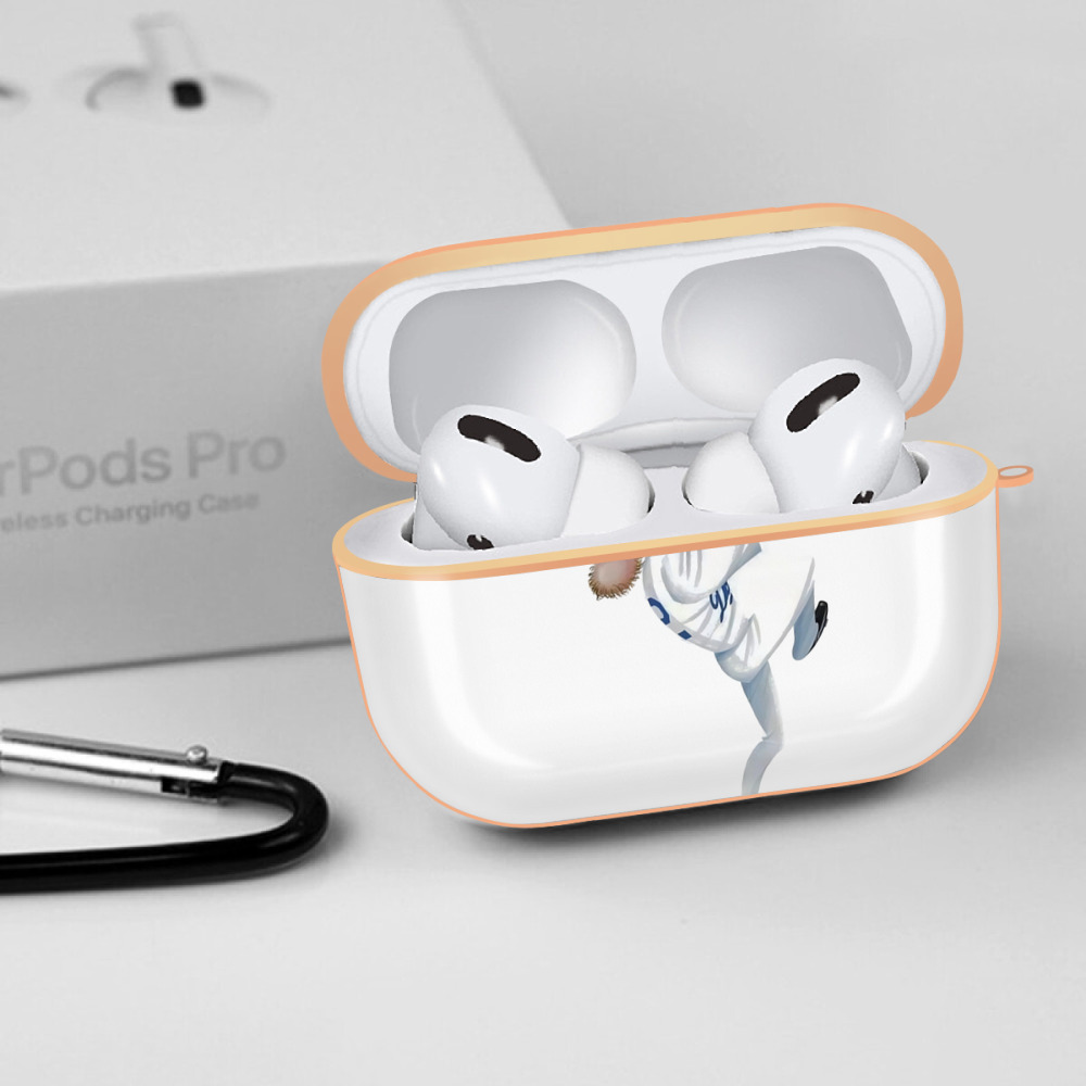 Clayton Kershaw  12 AirPods Pro Protective Case Rose Gold, Flexible PC Material, Precise Fit, Anti-Slip Cover, Full Protection, Fingerprint Resistant, Washable With Keychain