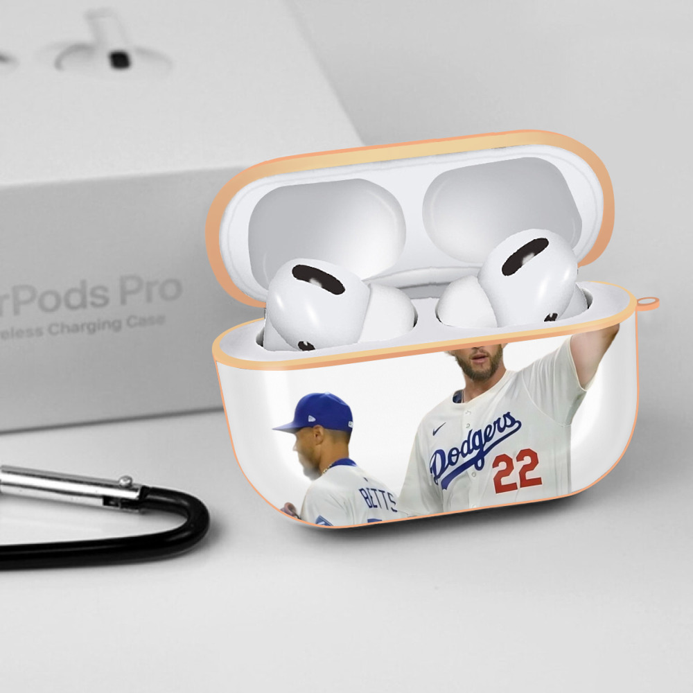 Clayton Kershaw 13 AirPods Pro Protective Case Rose Gold, Flexible PC Material, Precise Fit, Anti-Slip Cover, Full Protection, Fingerprint Resistant, Washable With Keychain