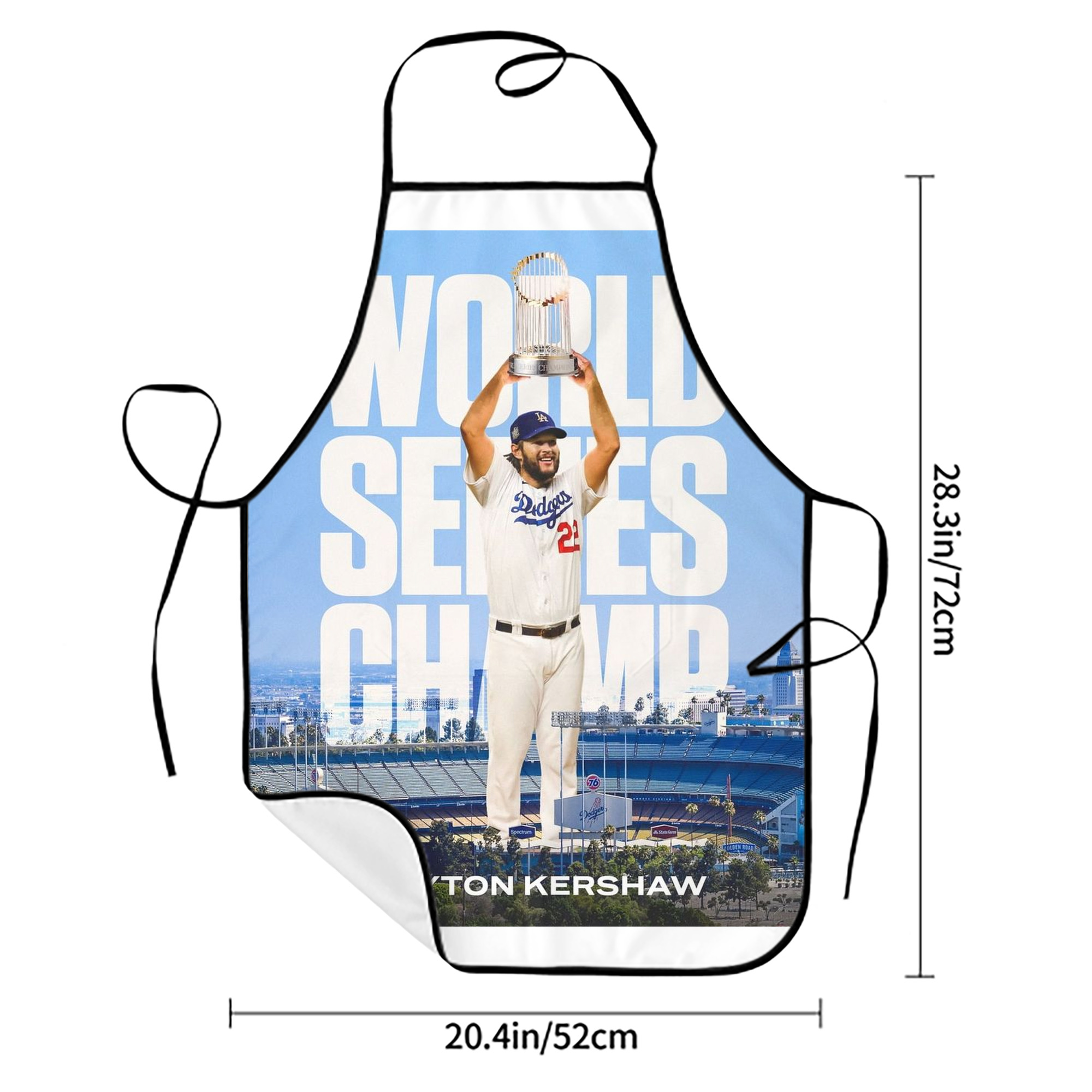 Clayton Kershaw 4 Stain-Resistant Polyester Apron With Pocket – Full Print, Waterproof, Anti-Wrinkle, Anti-Pilling – Ideal For Kitchen, BBQ, Restaurant, Salon & More