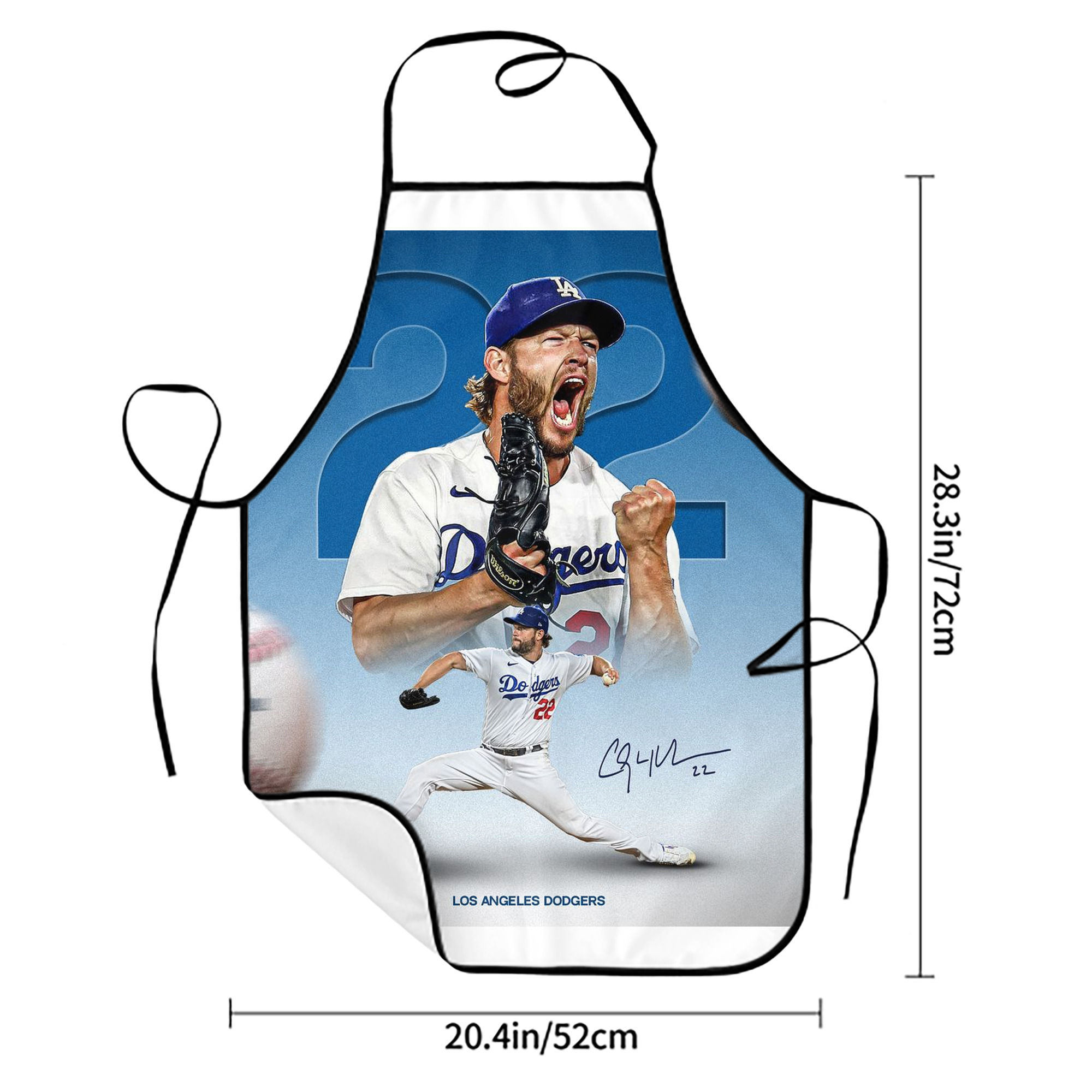 Clayton Kershaw 5 Stain-Resistant Polyester Apron With Pocket – Full Print, Waterproof, Anti-Wrinkle, Anti-Pilling – Ideal For Kitchen, BBQ, Restaurant, Salon & More