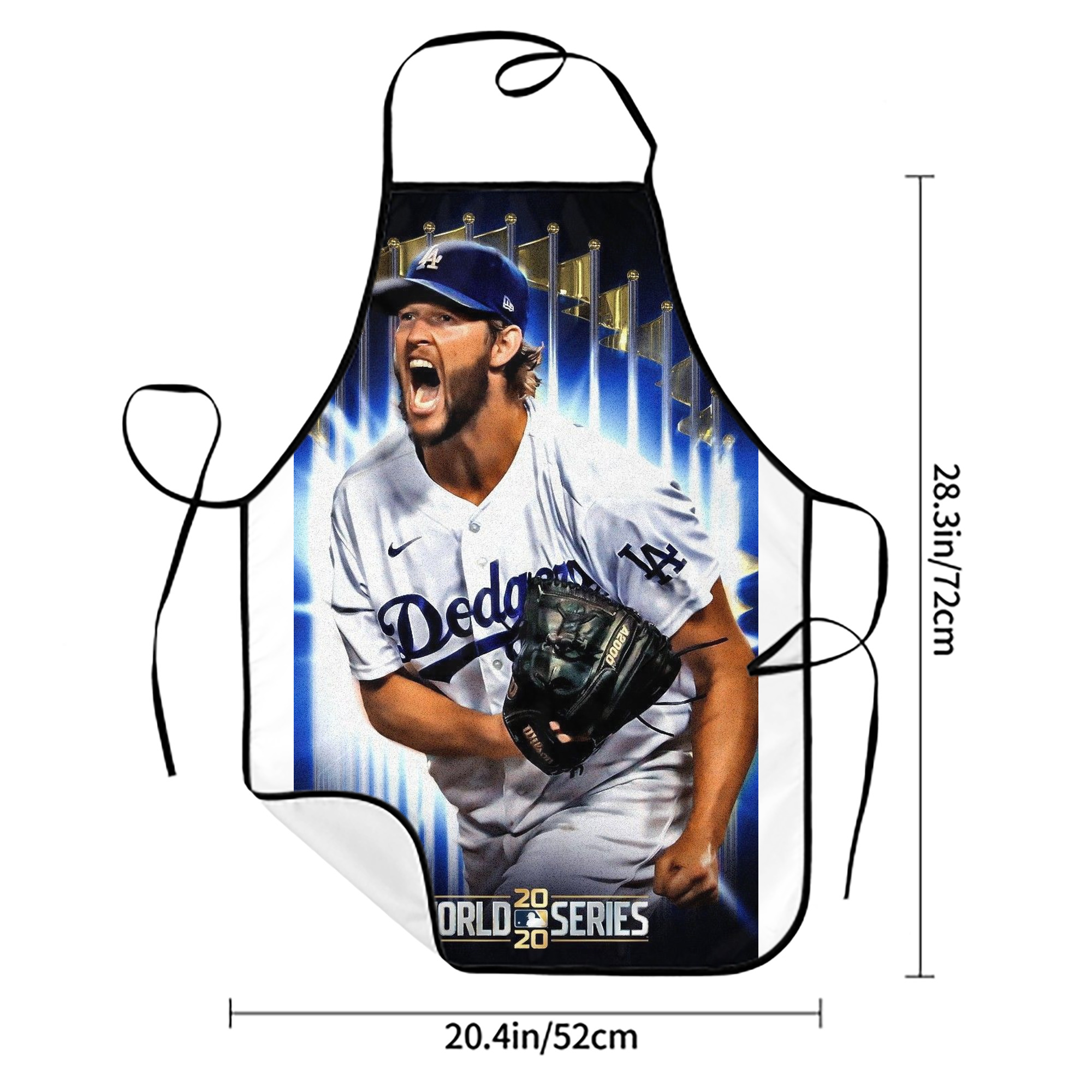 Clayton Kershaw 8 Stain-Resistant Polyester Apron With Pocket – Full Print, Waterproof, Anti-Wrinkle, Anti-Pilling – Ideal For Kitchen, BBQ, Restaurant, Salon & More