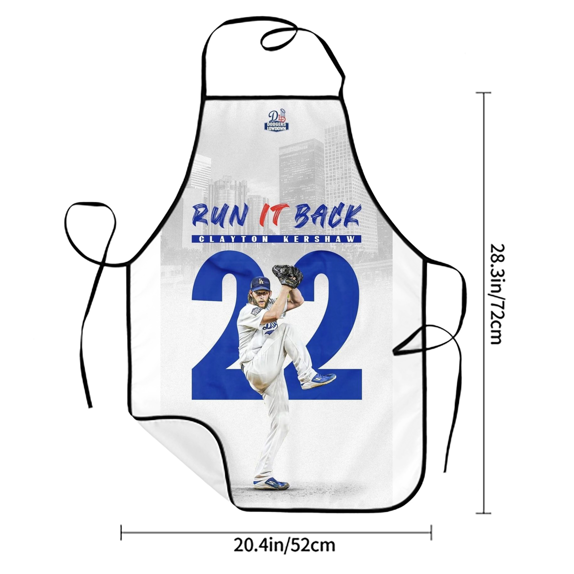 Clayton Kershaw 9 Stain-Resistant Polyester Apron With Pocket – Full Print, Waterproof, Anti-Wrinkle, Anti-Pilling – Ideal For Kitchen, BBQ, Restaurant, Salon & More