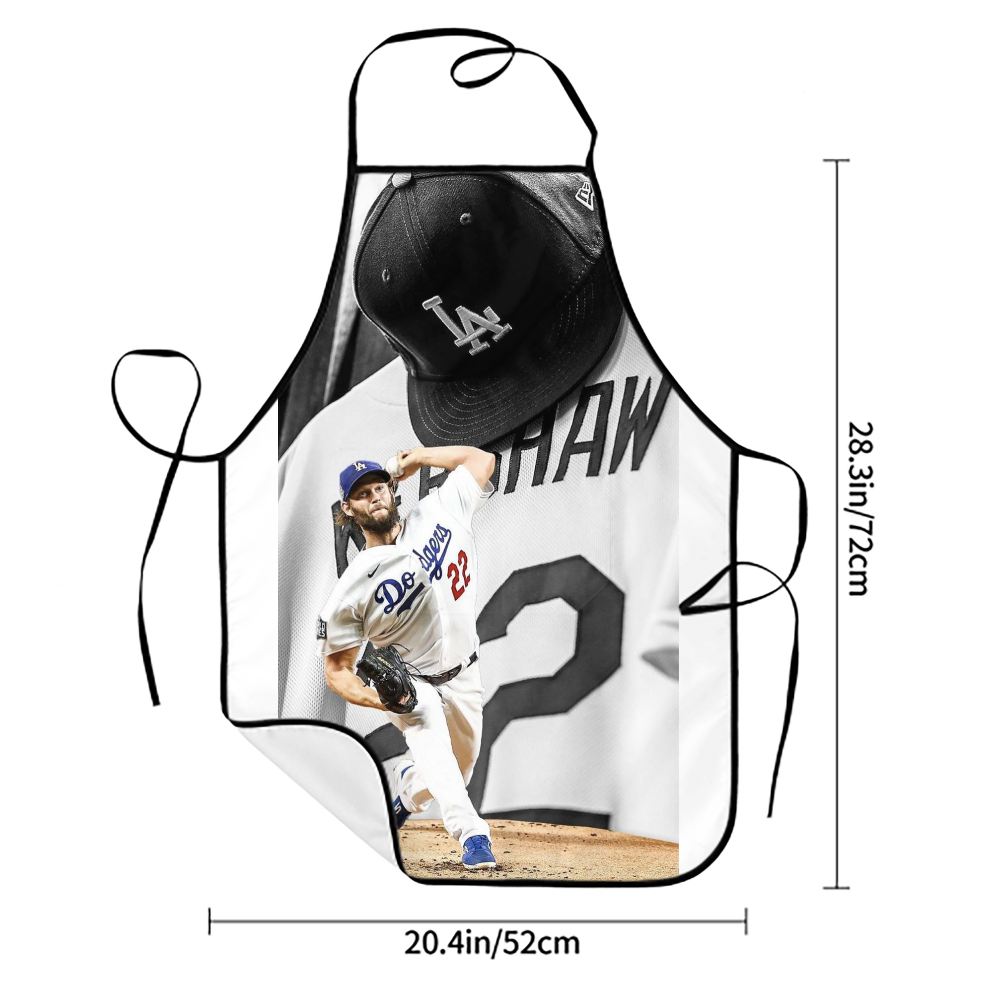 Clayton Kershaw 10 Stain-Resistant Polyester Apron With Pocket – Full Print, Waterproof, Anti-Wrinkle, Anti-Pilling – Ideal For Kitchen, BBQ, Restaurant, Salon & More