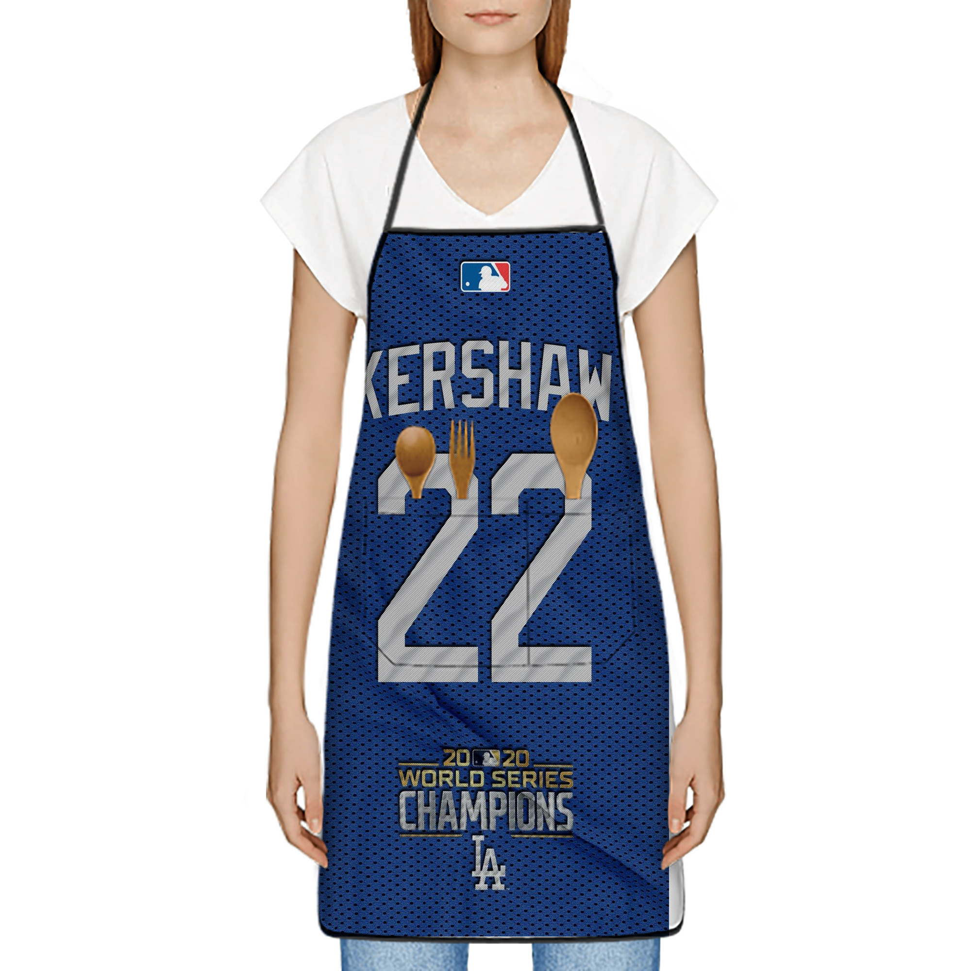 Clayton Kershaw 11 Stain-Resistant Polyester Apron With Pocket – Full Print, Waterproof, Anti-Wrinkle, Anti-Pilling – Ideal For Kitchen, BBQ, Restaurant, Salon & More