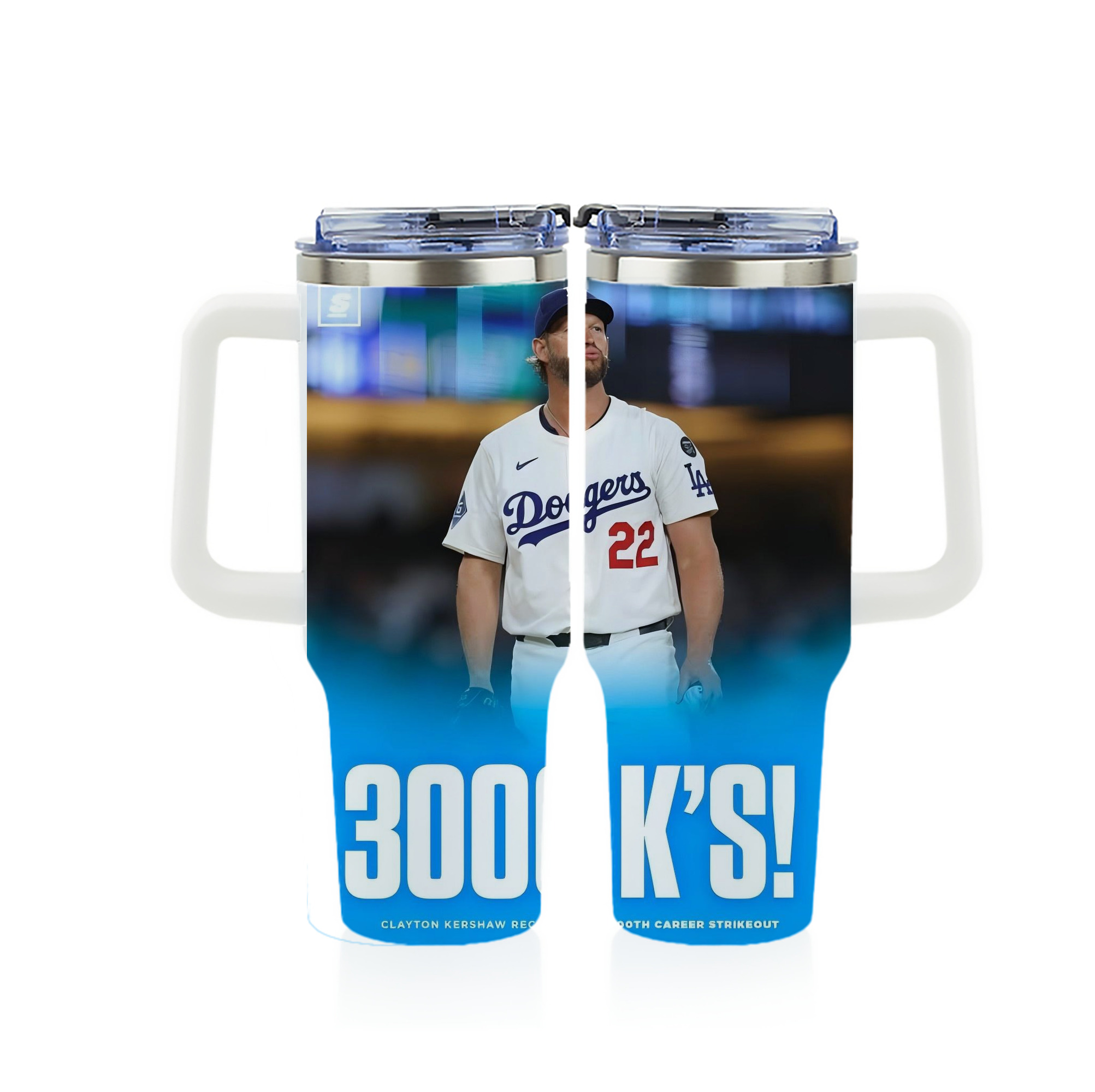 Clayton Kershaw  3K 7 40oz Full Wrap Car Tumbler – Durable Stainless Steel Travel Mug With Vibrant UV Print – Double Wall Insulated, Fits Most Car Cup Holders