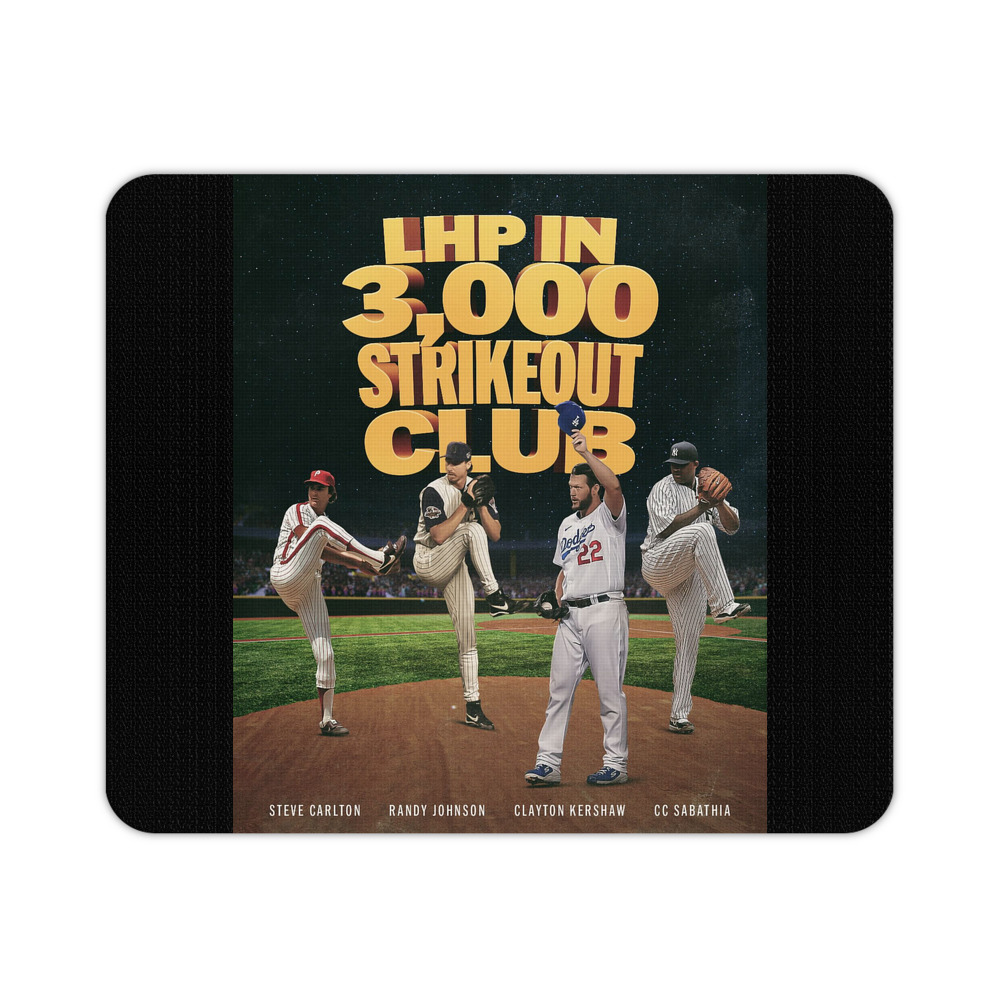 Clayton Kershaw  3K 10 Durable Rubber Mouse Pad With Stitched Edges, Waterproof, Non-Slip Surface, Ultra-Thin Design For Gaming, Office