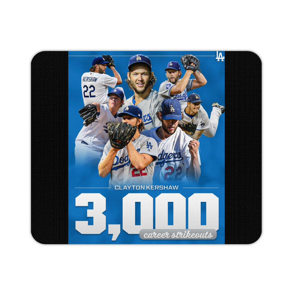 Clayton Kershaw  3K 12 Durable Rubber Mouse Pad With Stitched Edges, Waterproof, Non-Slip Surface, Ultra-Thin Design For Gaming, Office