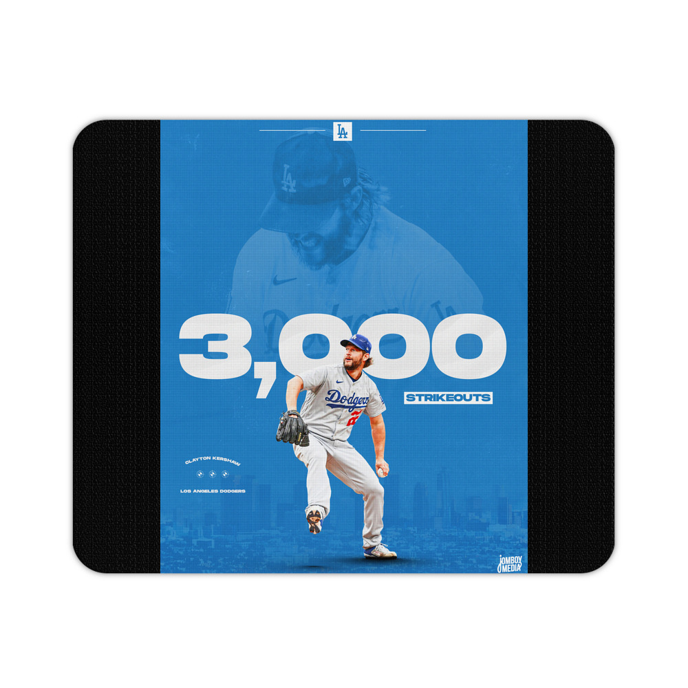 Clayton Kershaw  3K 18 Durable Rubber Mouse Pad With Stitched Edges, Waterproof, Non-Slip Surface, Ultra-Thin Design For Gaming, Office