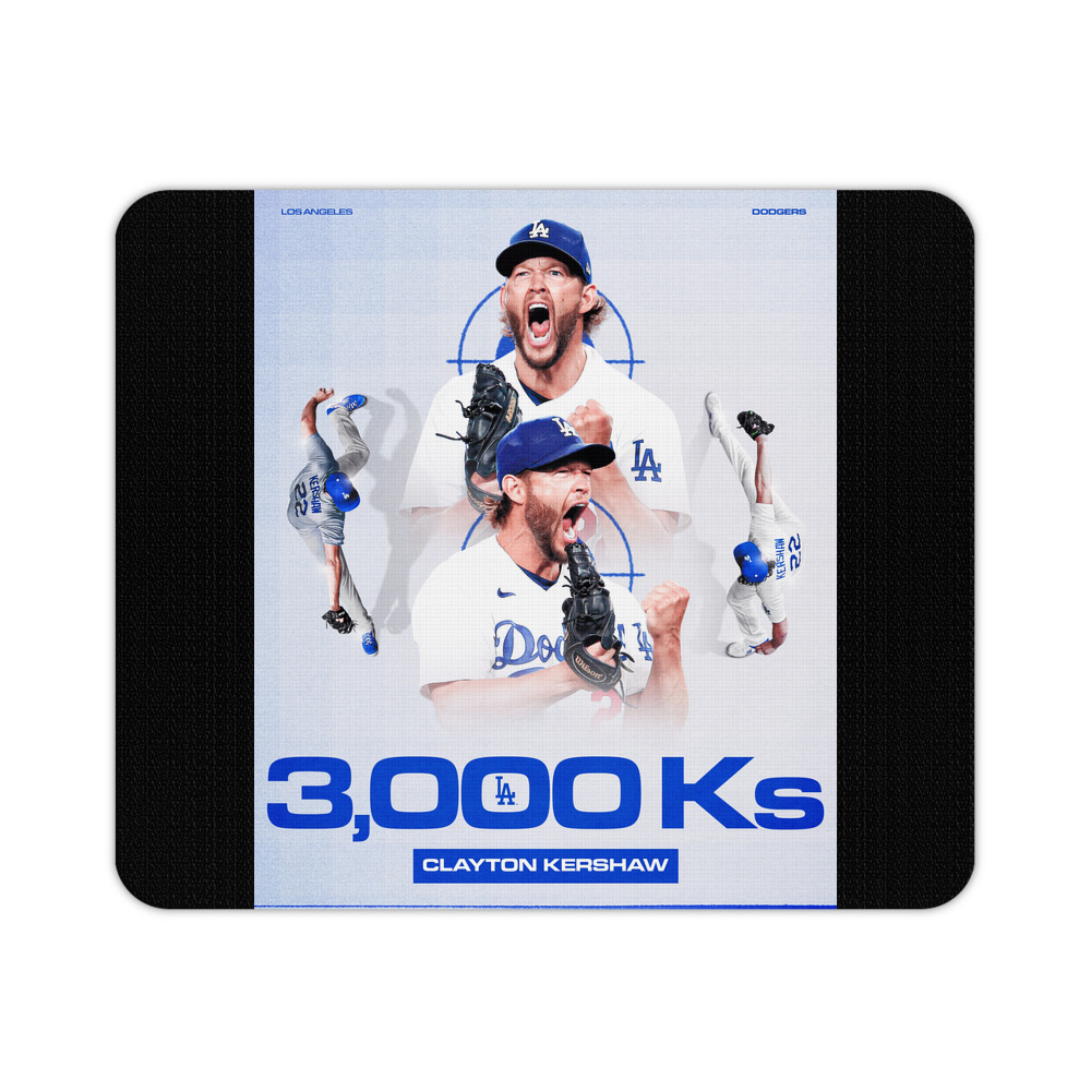 Clayton Kershaw  3K 19 Durable Rubber Mouse Pad With Stitched Edges, Waterproof, Non-Slip Surface, Ultra-Thin Design For Gaming, Office