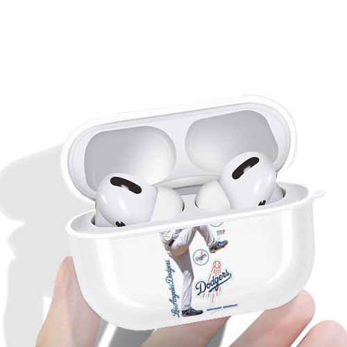 Clayton Kershaw  1 AirPods Pro Hard Case White With Keychain, Durable Flexible PC, Precise Cutouts, Anti-Fingerprint, Yellowing & Scratch Resistant, Full Protection, Washable