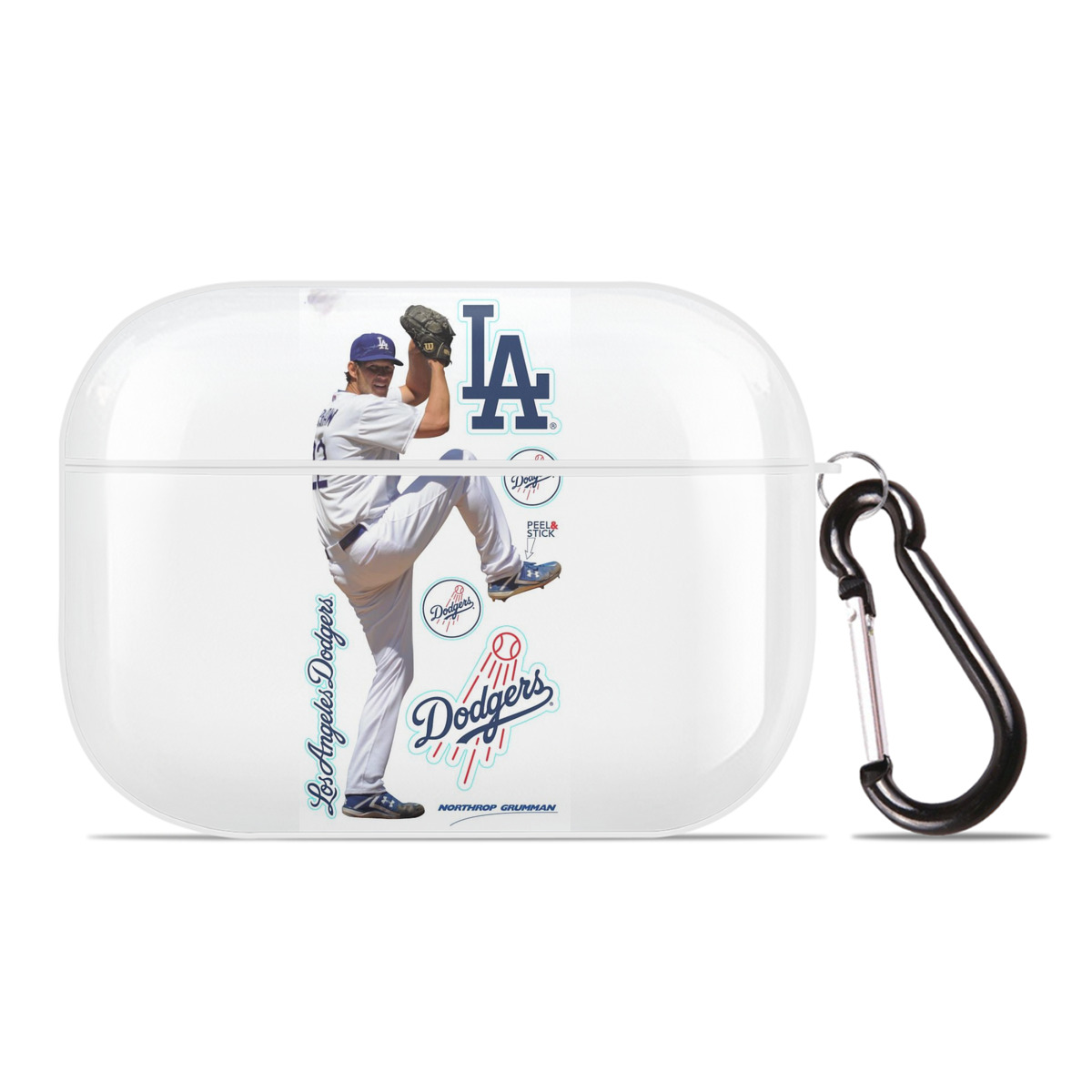 Clayton Kershaw  1 AirPods Pro Hard Case White With Keychain, Durable Flexible PC, Precise Cutouts, Anti-Fingerprint, Yellowing & Scratch Resistant, Full Protection, Washable
