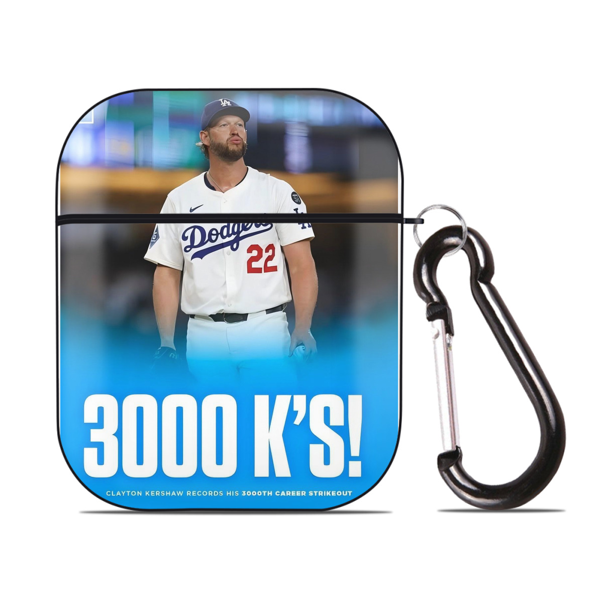 Clayton Kershaw  3K 7 AirPods 2 Case Hard Shell Black, Flexible PC Material, Precise Cutouts, Full Protection, Anti-Fingerprint, Washable, Includes Keychain – Durable & Slim Design