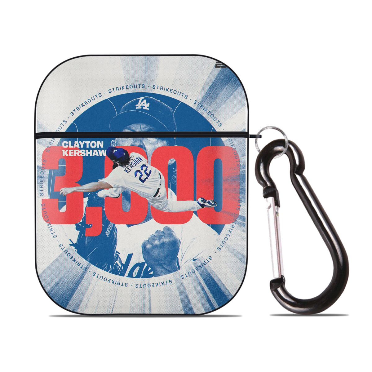 Clayton Kershaw  3K 8 AirPods 2 Case Hard Shell Black, Flexible PC Material, Precise Cutouts, Full Protection, Anti-Fingerprint, Washable, Includes Keychain – Durable & Slim Design