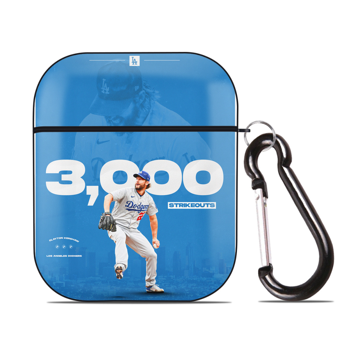 Clayton Kershaw  3K 18 AirPods 2 Case Hard Shell Black, Flexible PC Material, Precise Cutouts, Full Protection, Anti-Fingerprint, Washable, Includes Keychain – Durable & Slim Design