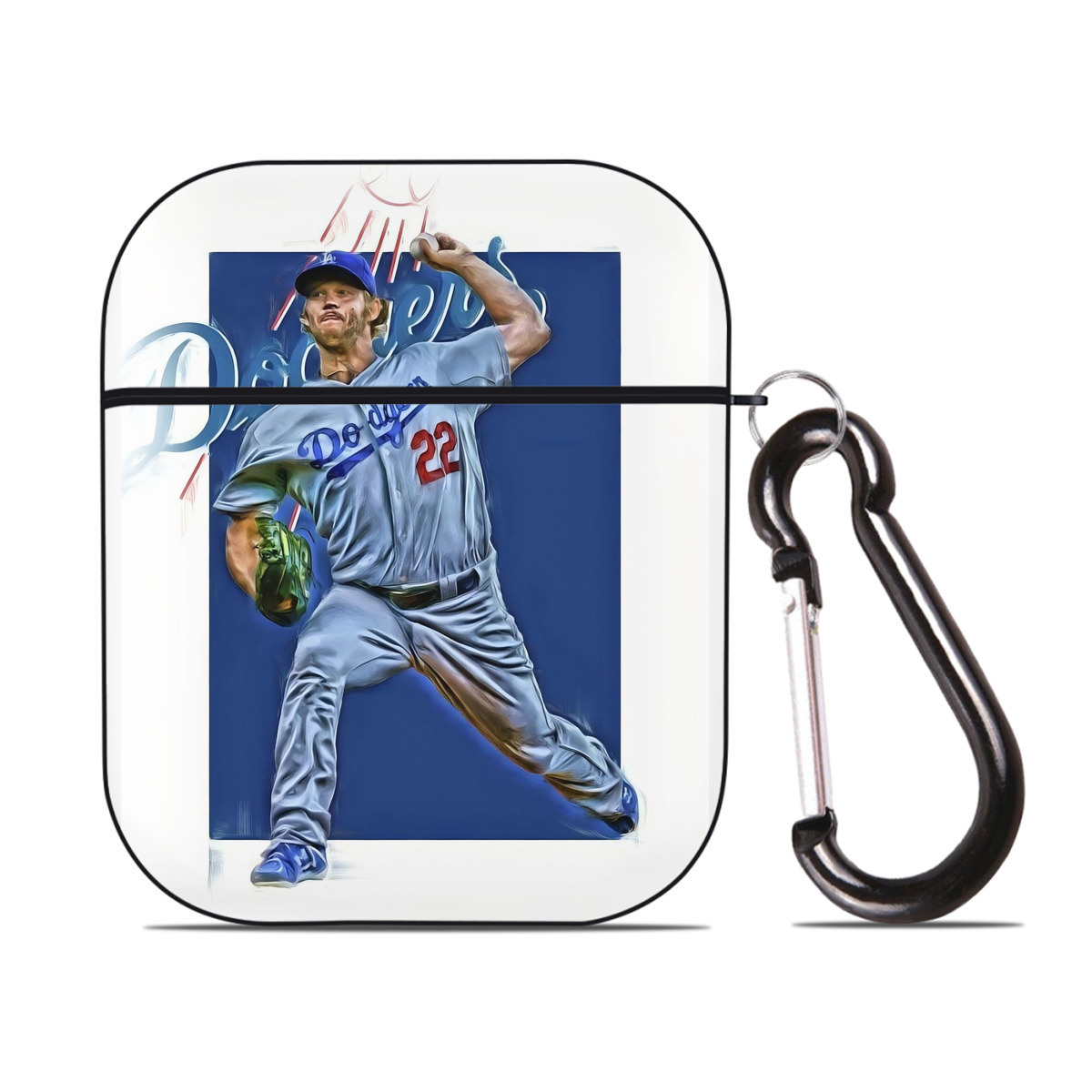 Clayton Kershaw 3 AirPods 2 Case Hard Shell Black, Flexible PC Material, Precise Cutouts, Full Protection, Anti-Fingerprint, Washable, Includes Keychain – Durable & Slim Design