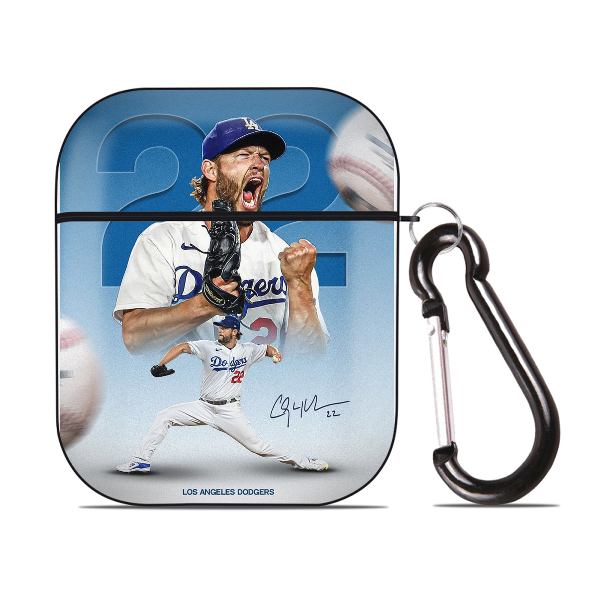 Clayton Kershaw 5 AirPods 2 Case Hard Shell Black, Flexible PC Material, Precise Cutouts, Full Protection, Anti-Fingerprint, Washable, Includes Keychain – Durable & Slim Design