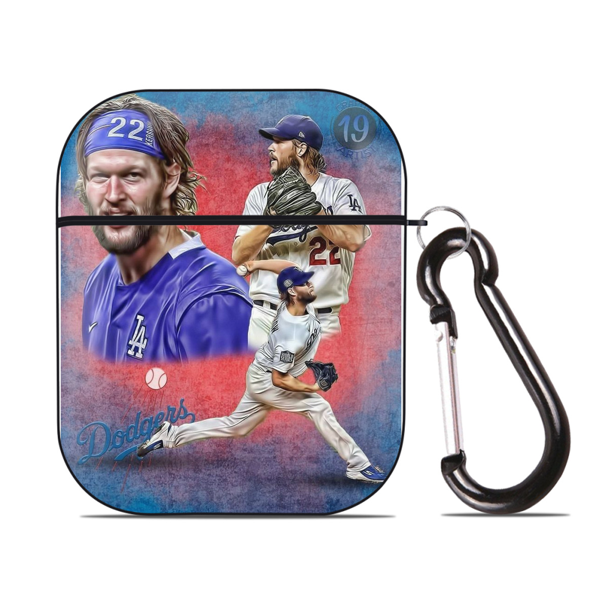 Clayton Kershaw 7 AirPods 2 Case Hard Shell Black, Flexible PC Material, Precise Cutouts, Full Protection, Anti-Fingerprint, Washable, Includes Keychain – Durable & Slim Design