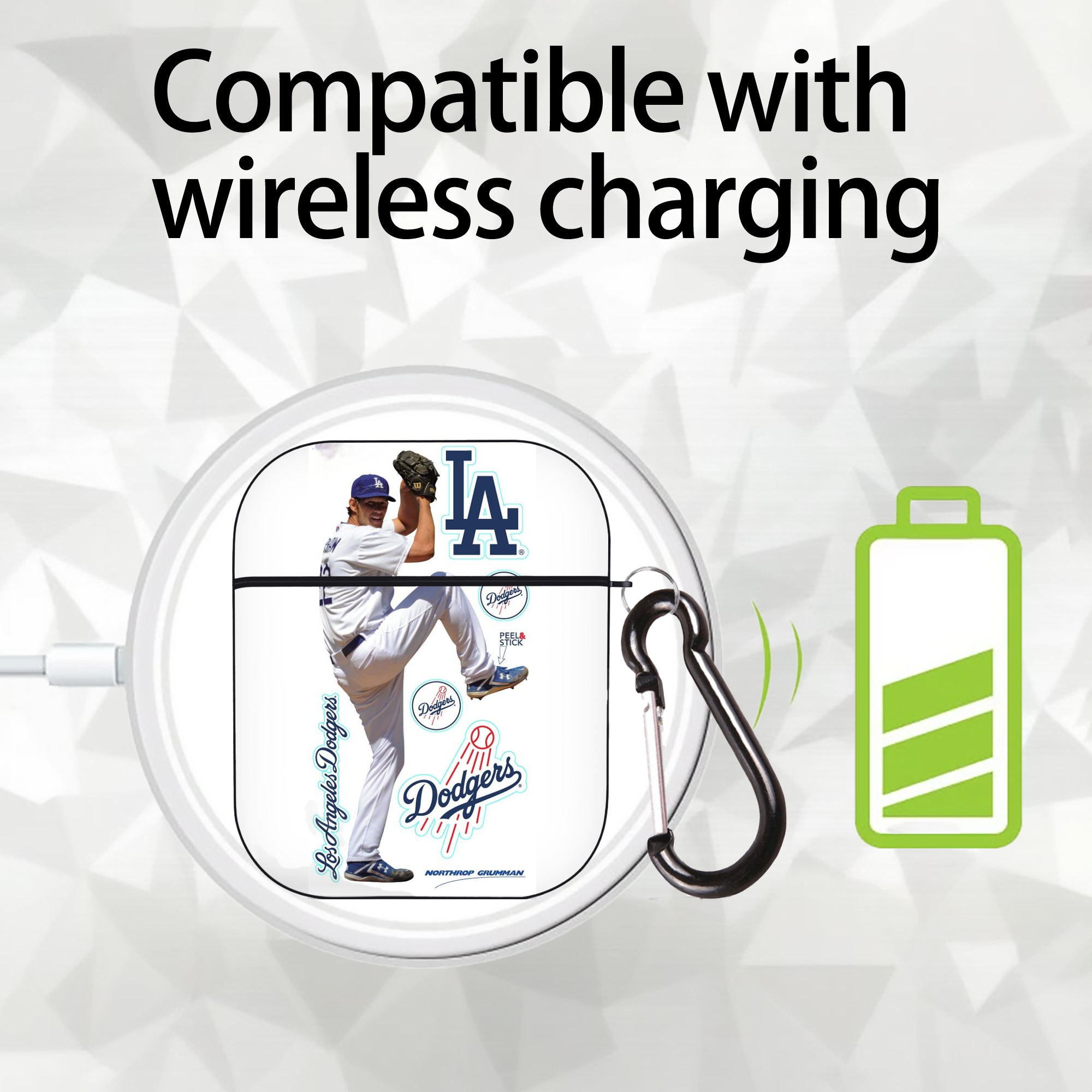 Clayton Kershaw  1 AirPods 2 Case Hard Shell Black, Flexible PC Material, Precise Cutouts, Full Protection, Anti-Fingerprint, Washable, Includes Keychain – Durable & Slim Design