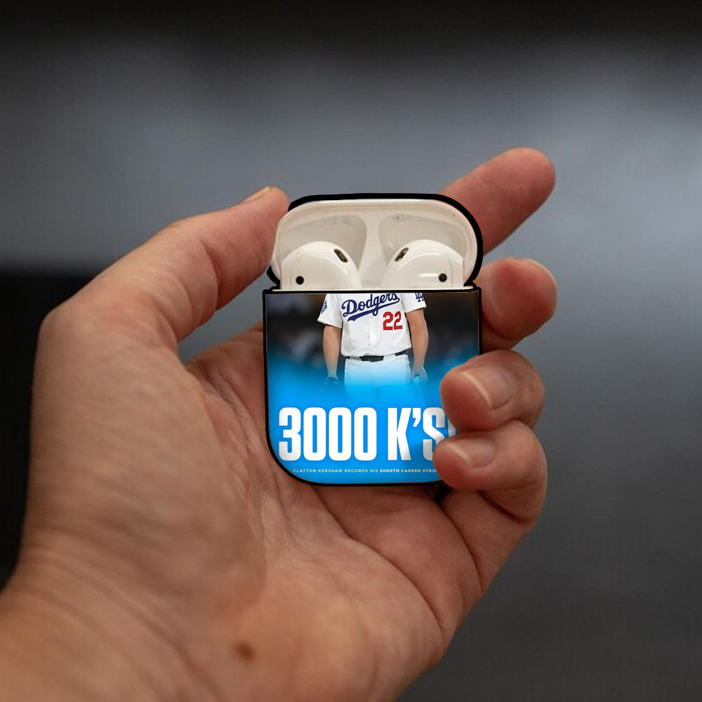 Clayton Kershaw  3K 7 AirPods 2 Case Hard Shell Black, Flexible PC Material, Precise Cutouts, Full Protection, Anti-Fingerprint, Washable, Includes Keychain – Durable & Slim Design