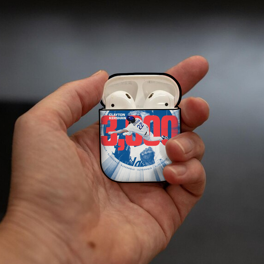 Clayton Kershaw  3K 8 AirPods 2 Case Hard Shell Black, Flexible PC Material, Precise Cutouts, Full Protection, Anti-Fingerprint, Washable, Includes Keychain – Durable & Slim Design