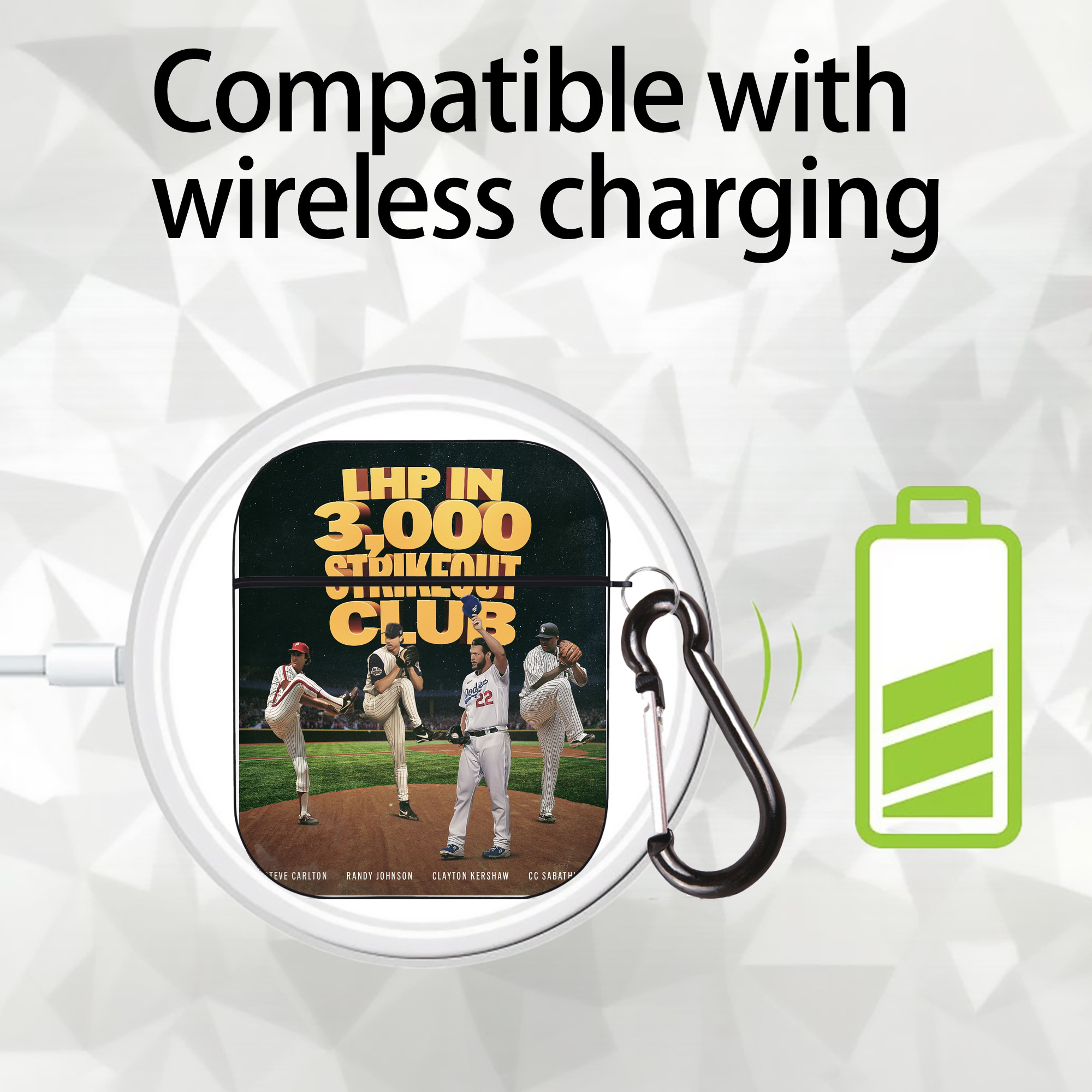 Clayton Kershaw  3K 10 AirPods 2 Case Hard Shell Black, Flexible PC Material, Precise Cutouts, Full Protection, Anti-Fingerprint, Washable, Includes Keychain – Durable & Slim Design