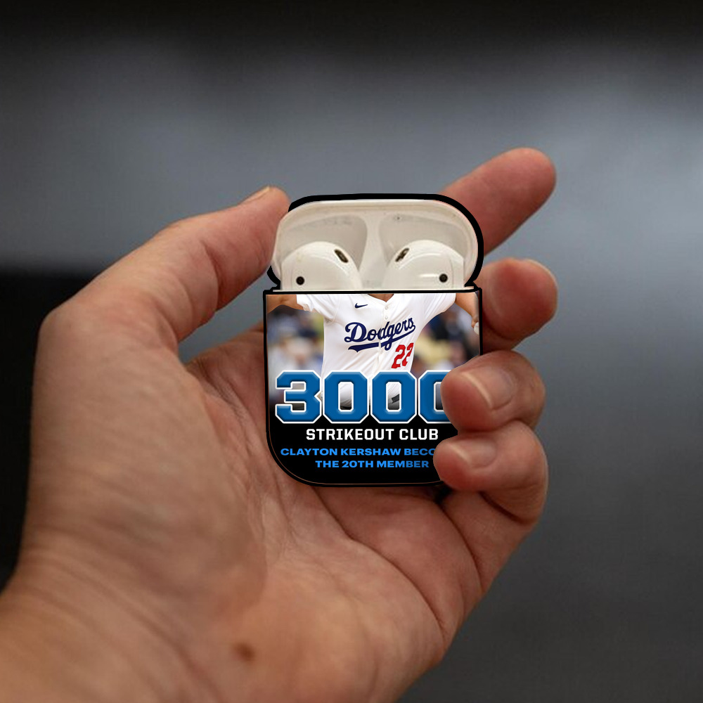 Clayton Kershaw  3K 11 AirPods 2 Case Hard Shell Black, Flexible PC Material, Precise Cutouts, Full Protection, Anti-Fingerprint, Washable, Includes Keychain – Durable & Slim Design