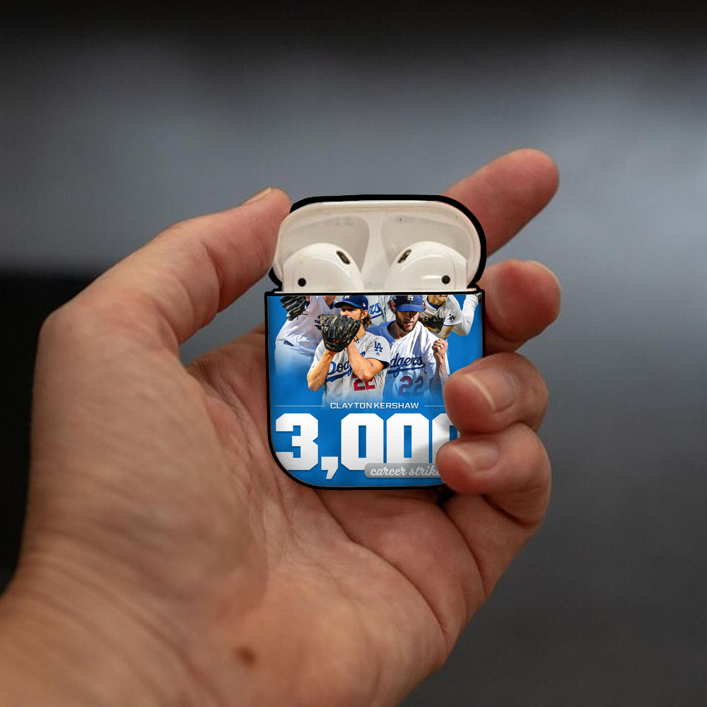 Clayton Kershaw  3K 12 AirPods 2 Case Hard Shell Black, Flexible PC Material, Precise Cutouts, Full Protection, Anti-Fingerprint, Washable, Includes Keychain – Durable & Slim Design