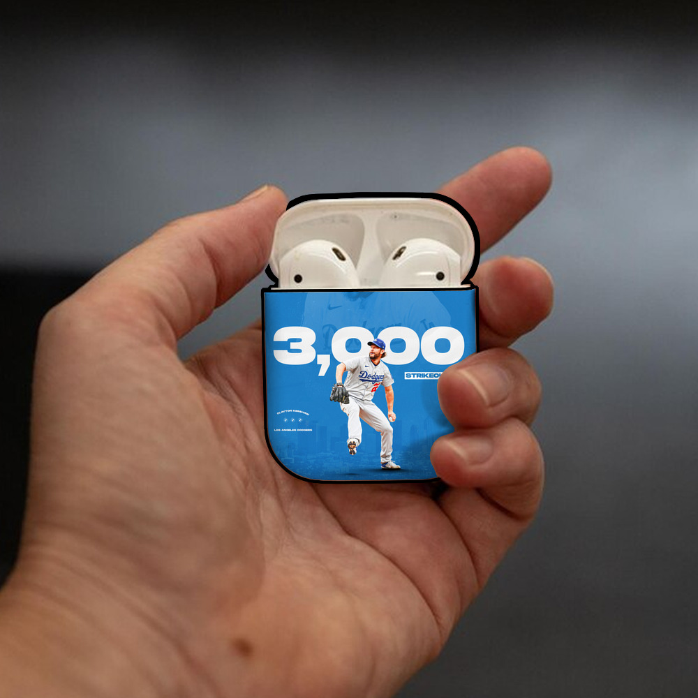 Clayton Kershaw  3K 18 AirPods 2 Case Hard Shell Black, Flexible PC Material, Precise Cutouts, Full Protection, Anti-Fingerprint, Washable, Includes Keychain – Durable & Slim Design