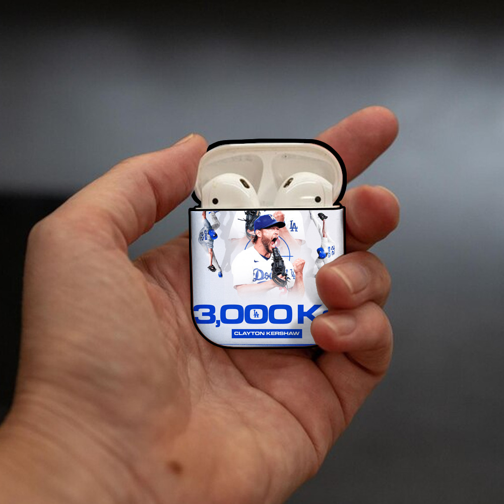 Clayton Kershaw  3K 19 AirPods 2 Case Hard Shell Black, Flexible PC Material, Precise Cutouts, Full Protection, Anti-Fingerprint, Washable, Includes Keychain – Durable & Slim Design