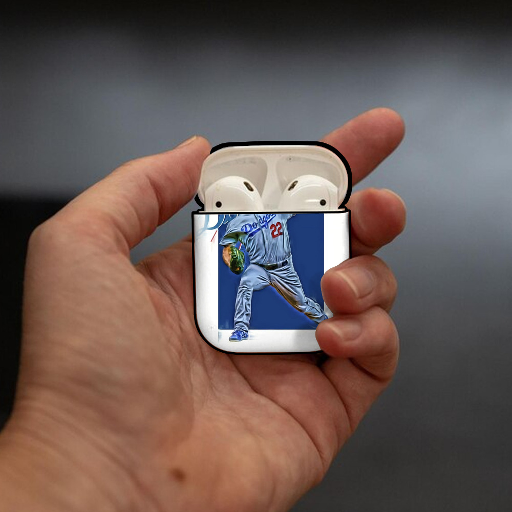 Clayton Kershaw 3 AirPods 2 Case Hard Shell Black, Flexible PC Material, Precise Cutouts, Full Protection, Anti-Fingerprint, Washable, Includes Keychain – Durable & Slim Design