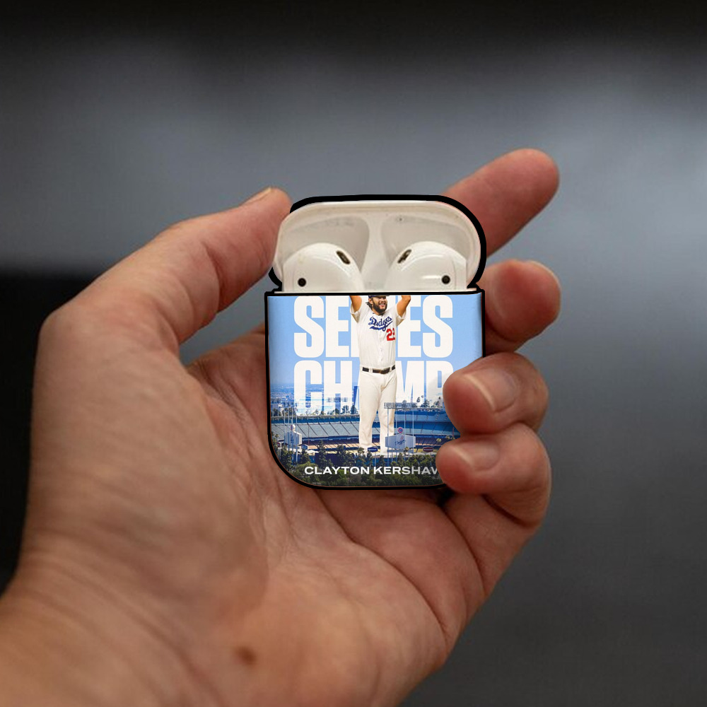 Clayton Kershaw 4 AirPods 2 Case Hard Shell Black, Flexible PC Material, Precise Cutouts, Full Protection, Anti-Fingerprint, Washable, Includes Keychain – Durable & Slim Design