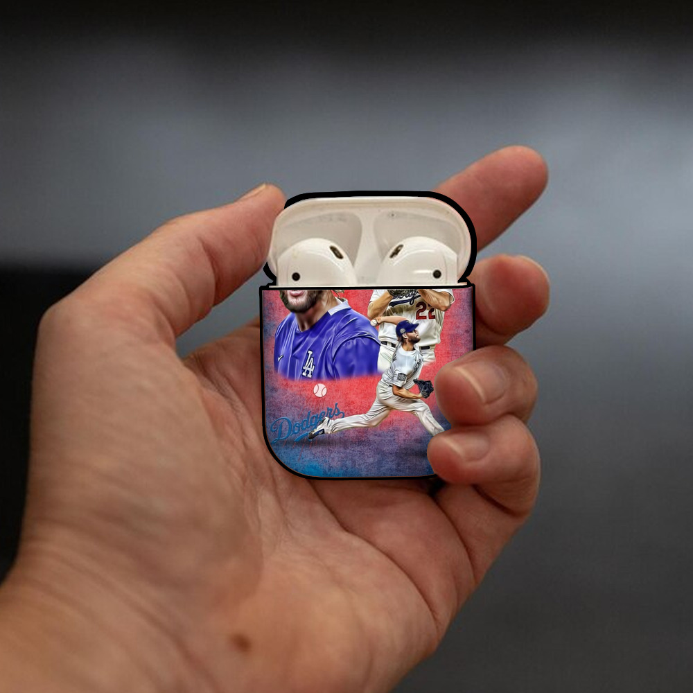 Clayton Kershaw 7 AirPods 2 Case Hard Shell Black, Flexible PC Material, Precise Cutouts, Full Protection, Anti-Fingerprint, Washable, Includes Keychain – Durable & Slim Design