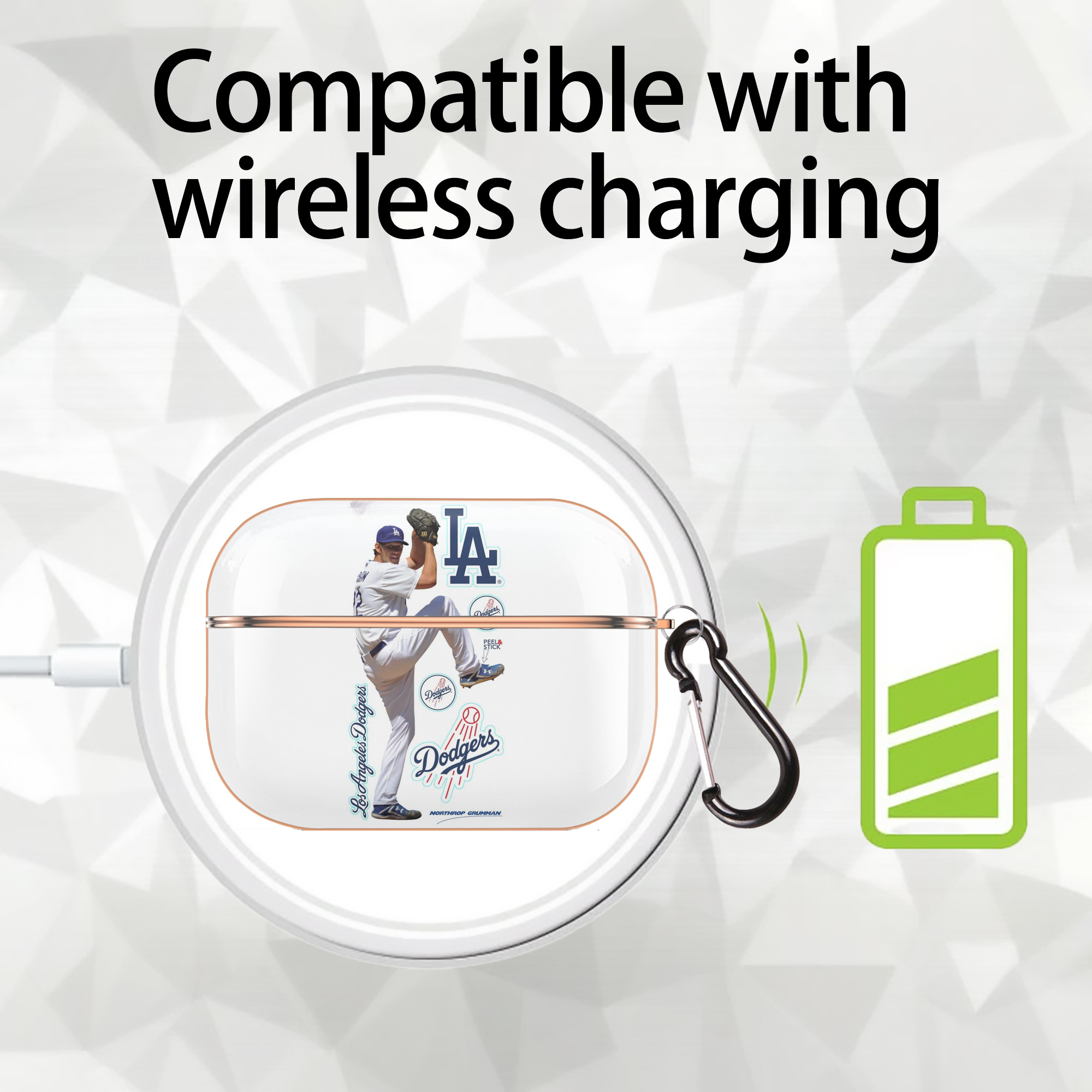 Clayton Kershaw  1 AirPods Pro Protective Case Rose Gold, Flexible PC Material, Precise Fit, Anti-Slip Cover, Full Protection, Fingerprint Resistant, Washable With Keychain