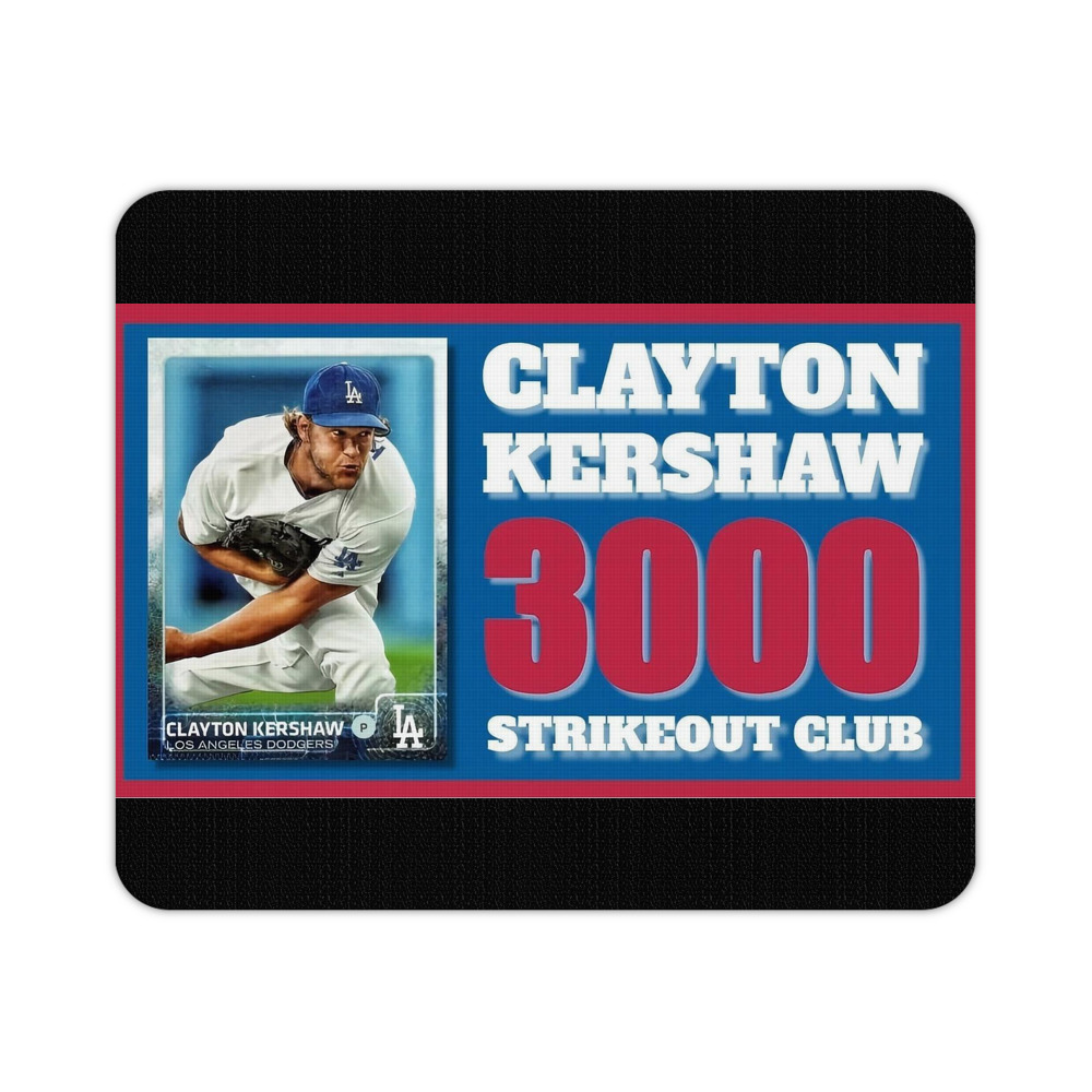 Clayton Kershaw  3K 1 Durable Rubber Mouse Pad With Stitched Edges, Waterproof, Non-Slip Surface, Ultra-Thin Design For Gaming, Office