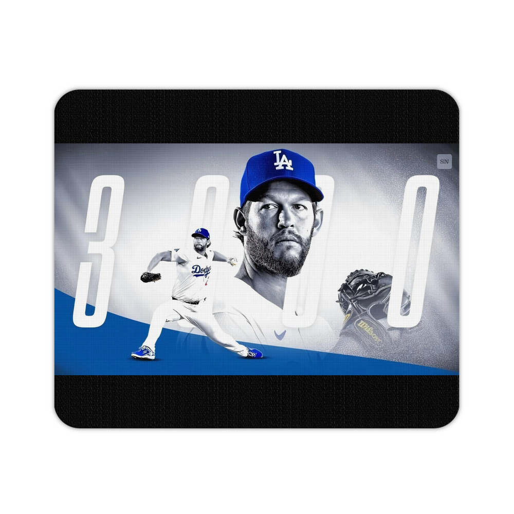 Clayton Kershaw  3K 4 Durable Rubber Mouse Pad With Stitched Edges, Waterproof, Non-Slip Surface, Ultra-Thin Design For Gaming, Office