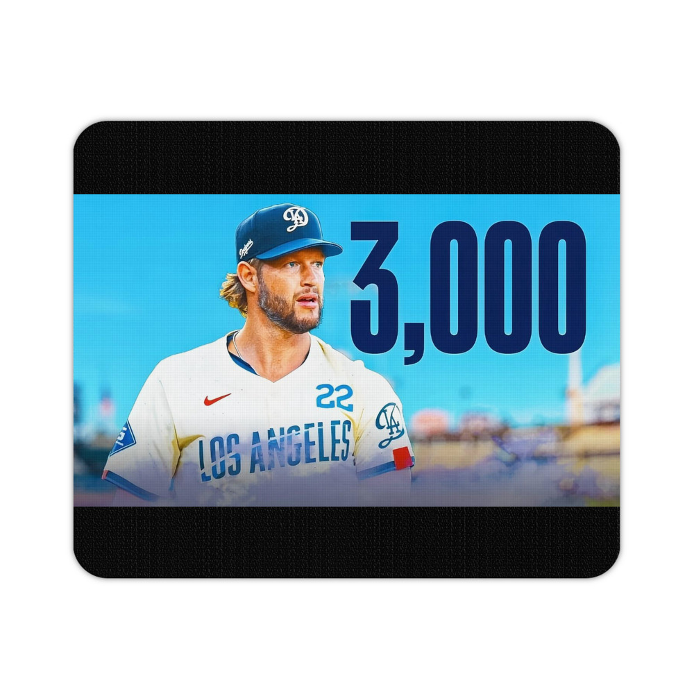 Clayton Kershaw  3K 13 Durable Rubber Mouse Pad With Stitched Edges, Waterproof, Non-Slip Surface, Ultra-Thin Design For Gaming, Office