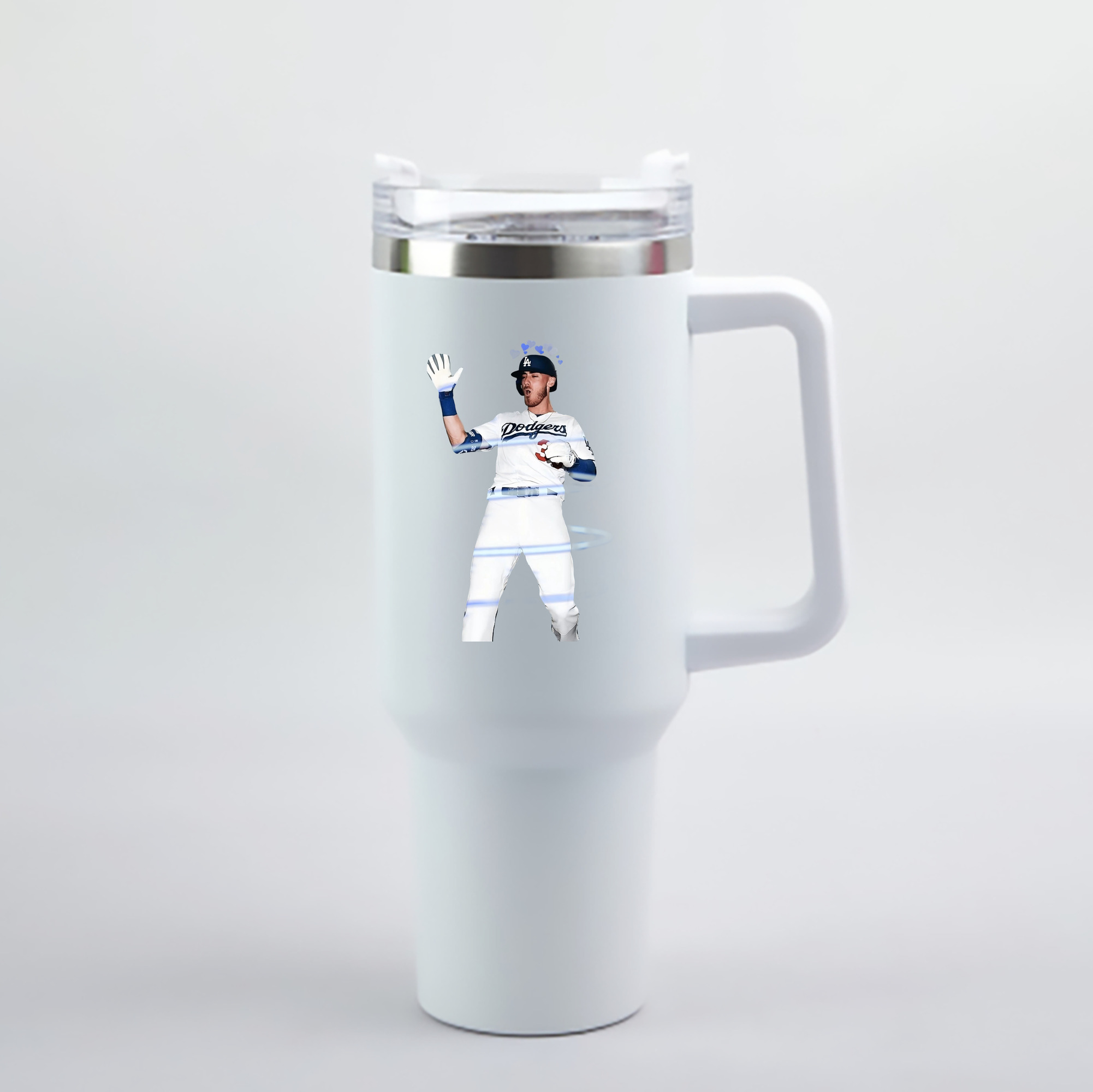 Cody Bellinger 1 40oz Handle Car Cup With Crystal Sticker Design – Durable Stainless Steel Travel Mug With Reusable Straw – Double Wall Insulated